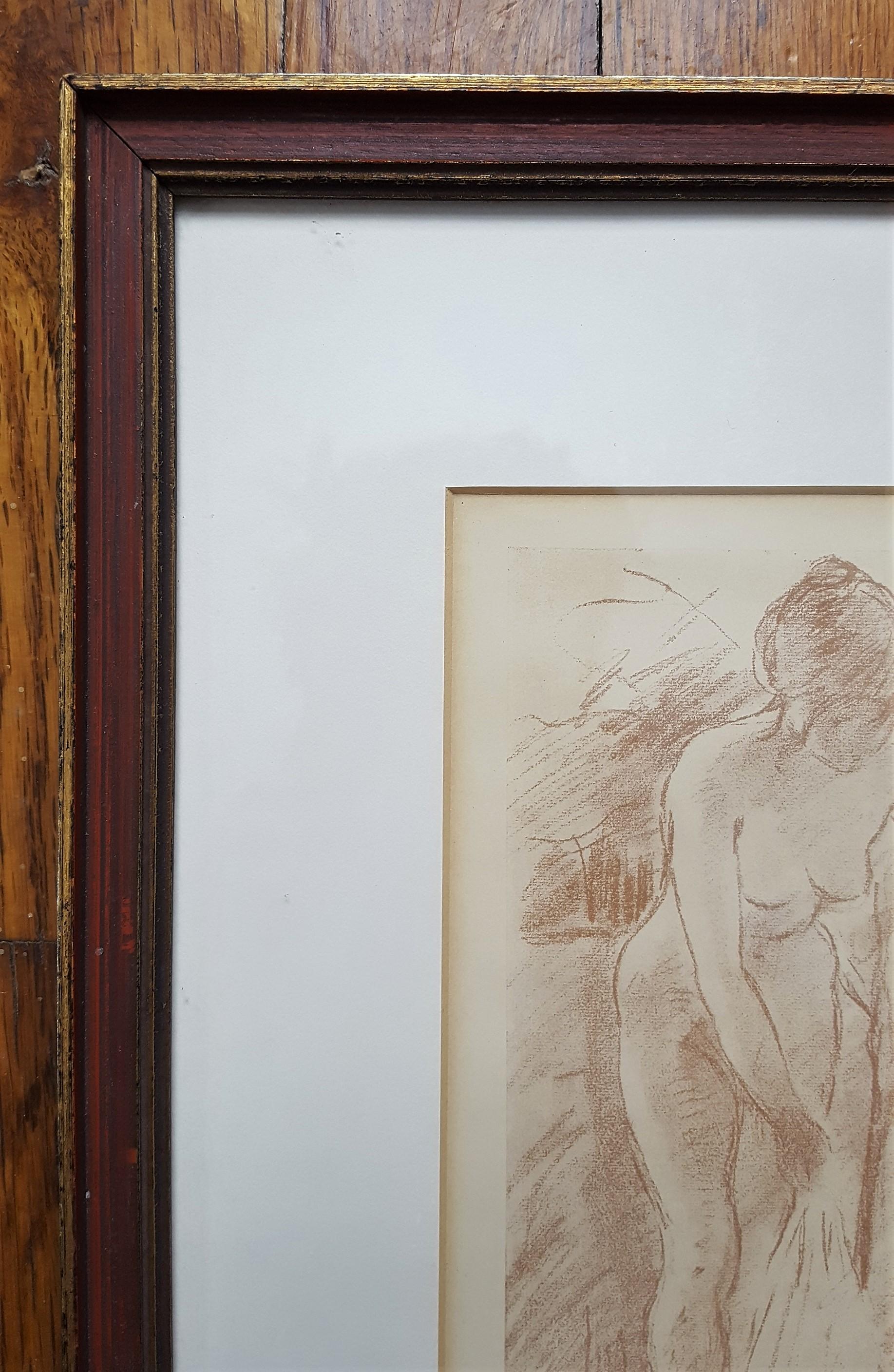 Stehender Badegast (Braun), Nude Print, von Berthe Morisot