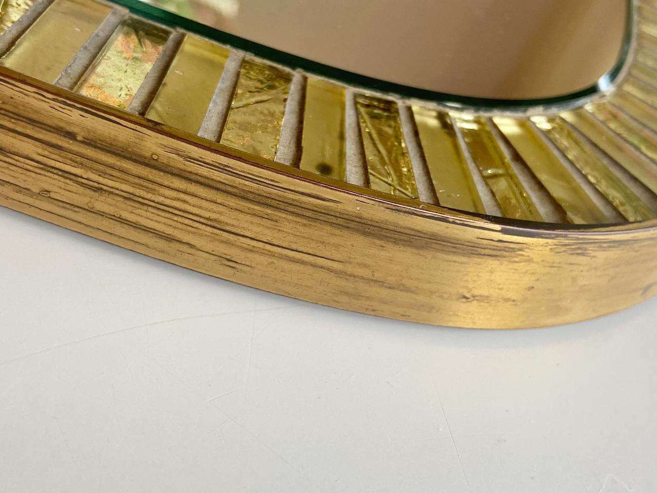 Mid-Century Modern Berthold Müller 1950s Brass Mosaic Mirror Oerlinghausen, Germany