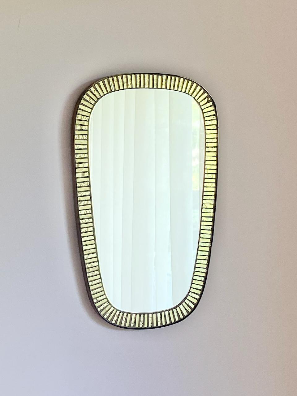 Mid-20th Century Berthold Müller 1950s Brass Mosaic Mirror Oerlinghausen, Germany
