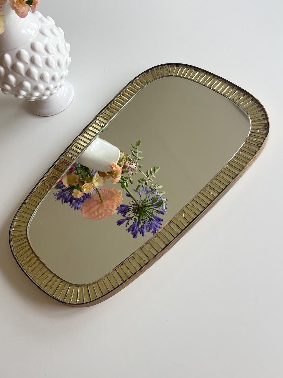 Glass Berthold Müller 1950s Brass Mosaic Mirror Oerlinghausen, Germany
