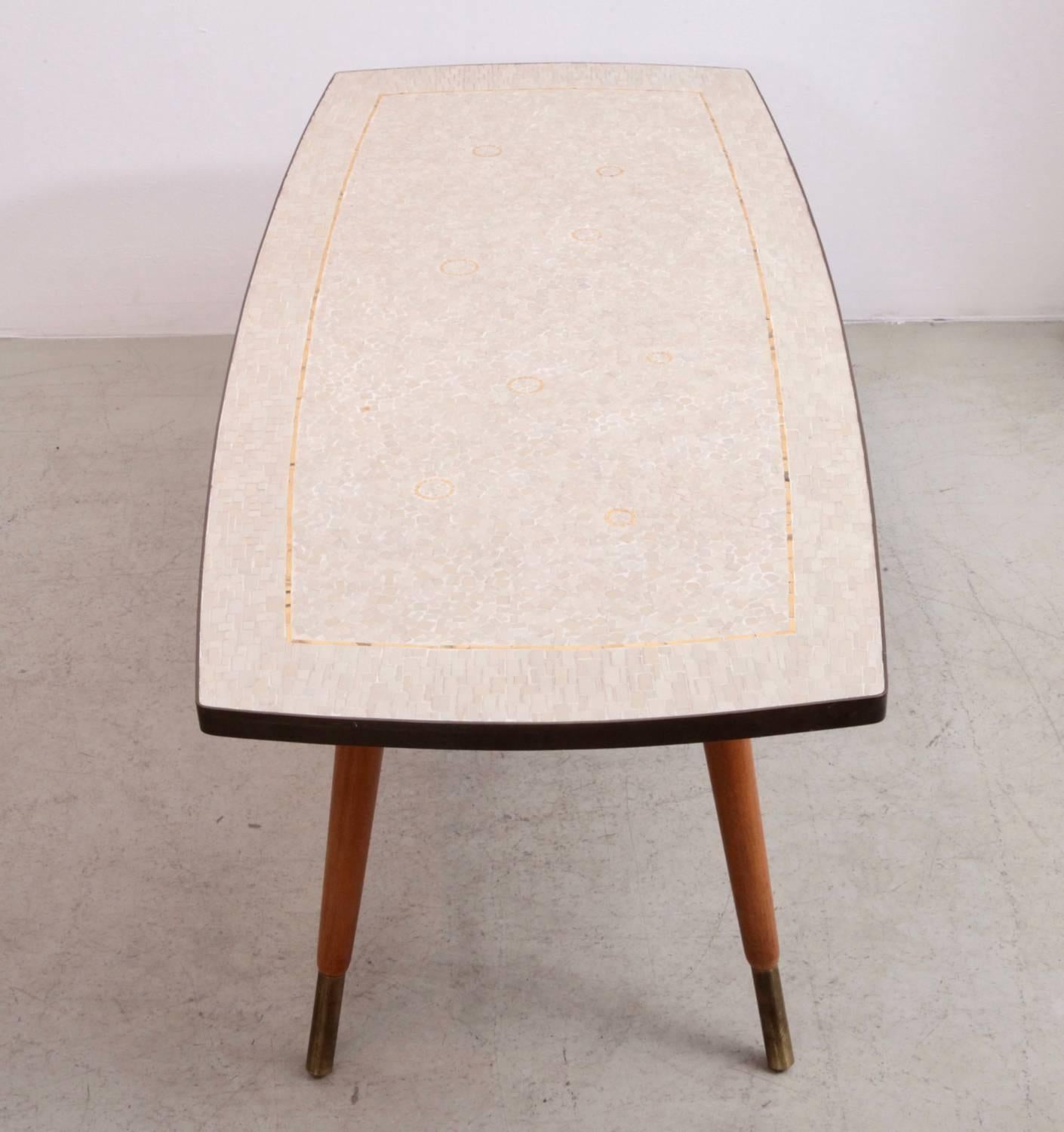 Mid-Century Modern Berthold Muller 1950s Ceramic Mosaic Table with Gold Elements For Sale