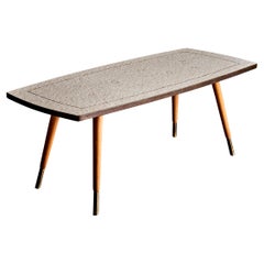 Mesa de mosaico de cerámica de los años 50 de Berthold Muller con elementos dorados