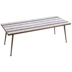 Berthold Muller 1950s Natural Stone Mosaic Table in Black or White
