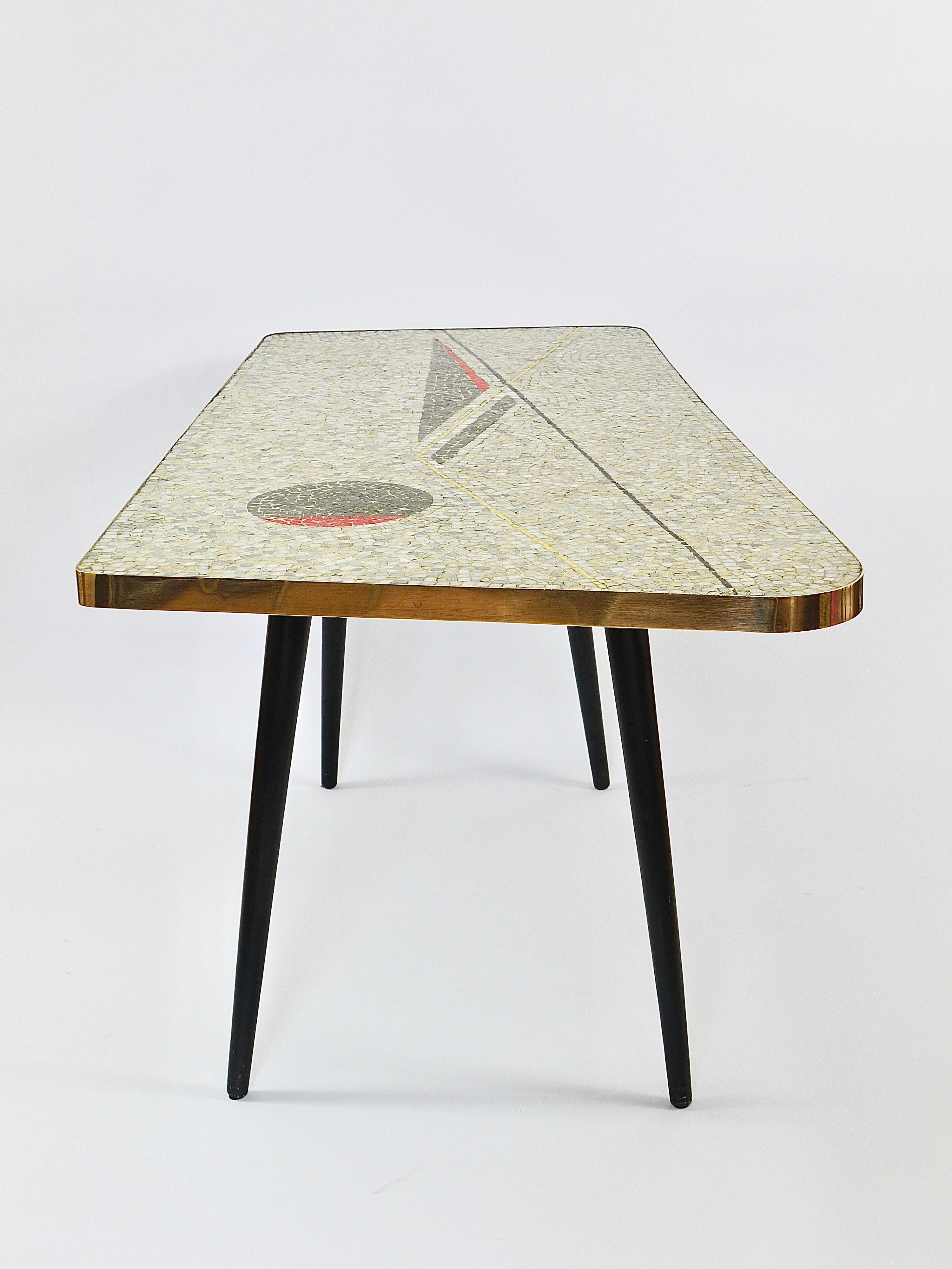 Berthold Muller Asymmetrical Mosaic Tile Coffee or Sofa Table, Germany, 1950s For Sale 3