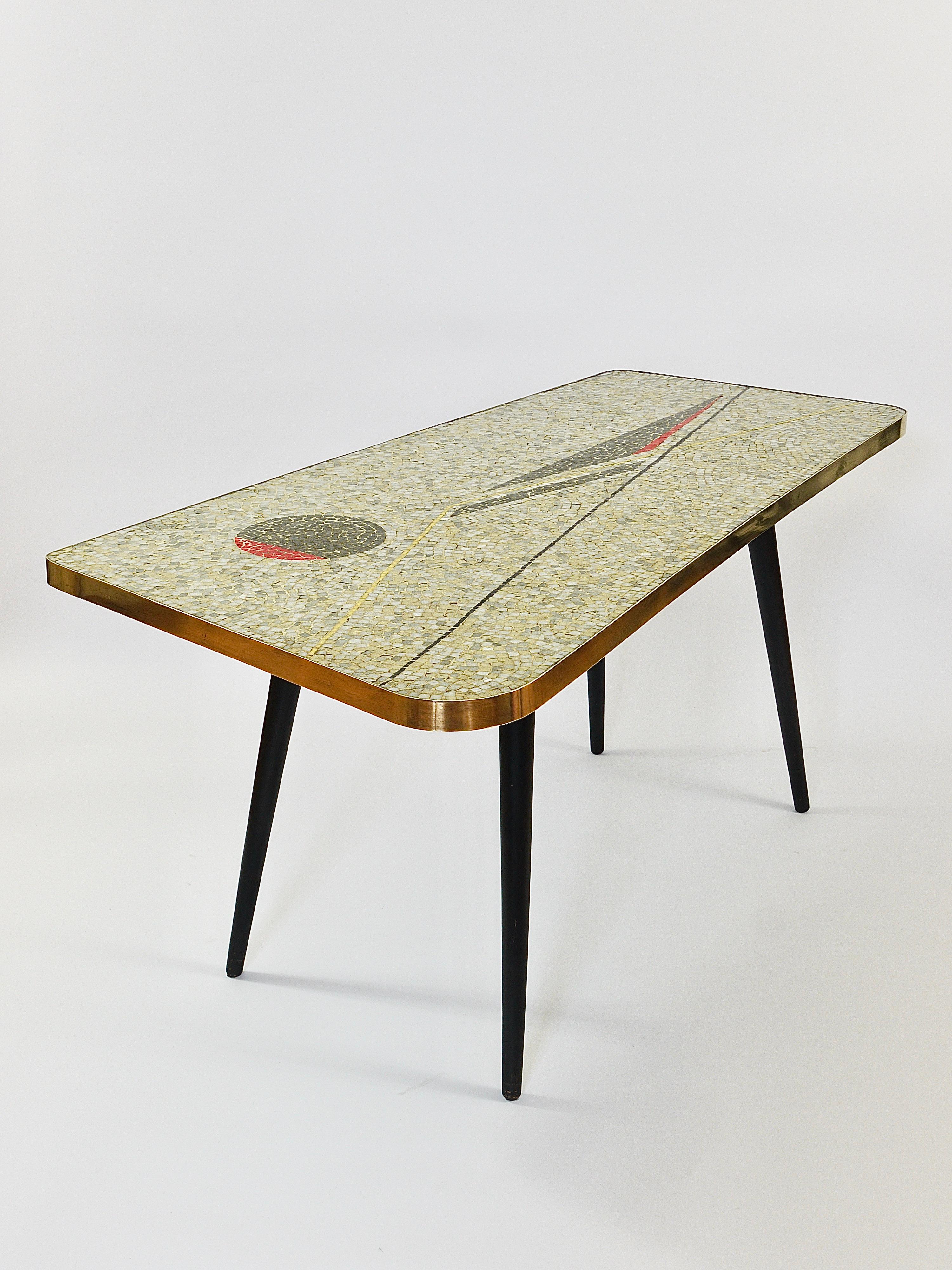 Berthold Muller Asymmetrical Mosaic Tile Coffee or Sofa Table, Germany, 1950s For Sale 4