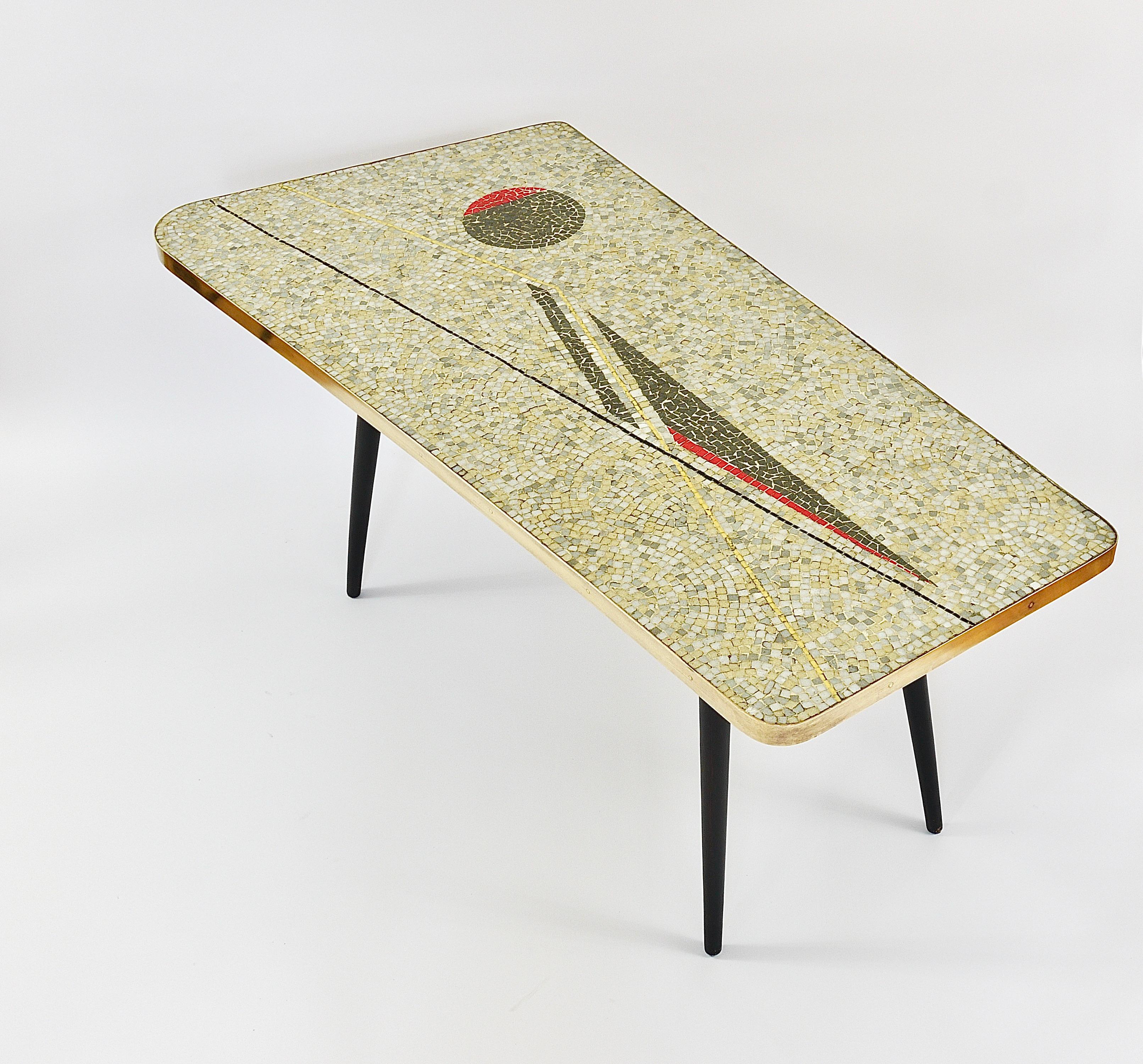Berthold Muller Asymmetrical Mosaic Tile Coffee or Sofa Table, Germany, 1950s For Sale 5