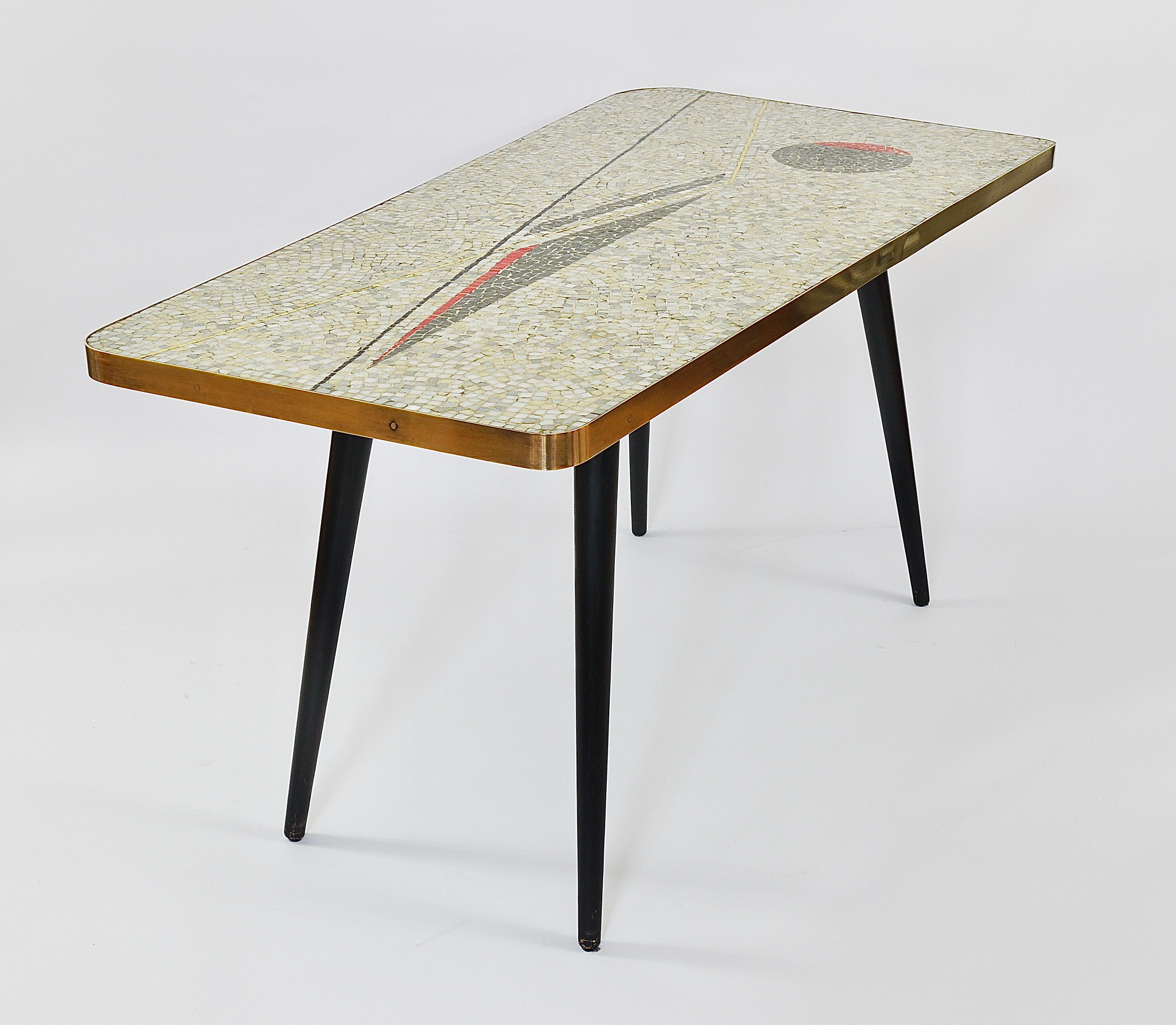 Berthold Muller Asymmetrical Mosaic Tile Coffee or Sofa Table, Germany, 1950s For Sale 7