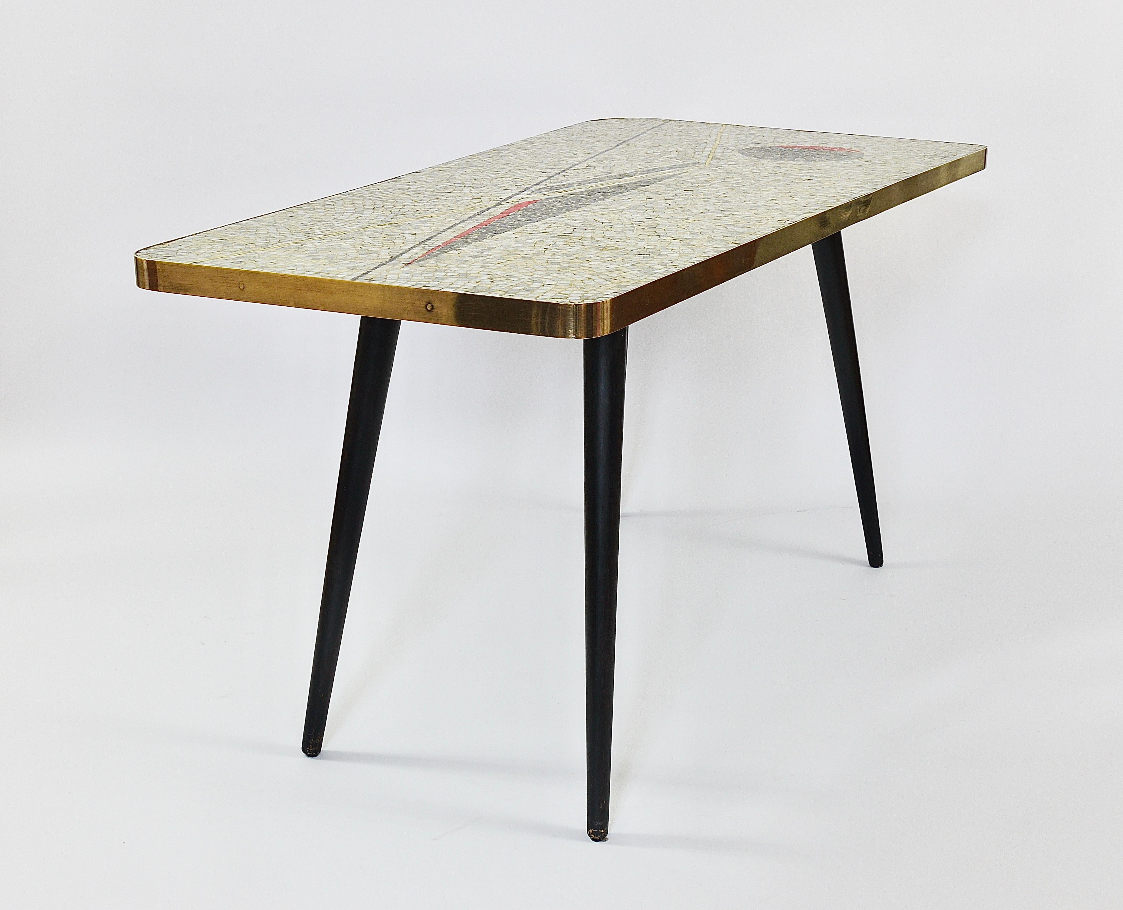 Berthold Muller Asymmetrical Mosaic Tile Coffee or Sofa Table, Germany, 1950s For Sale 9