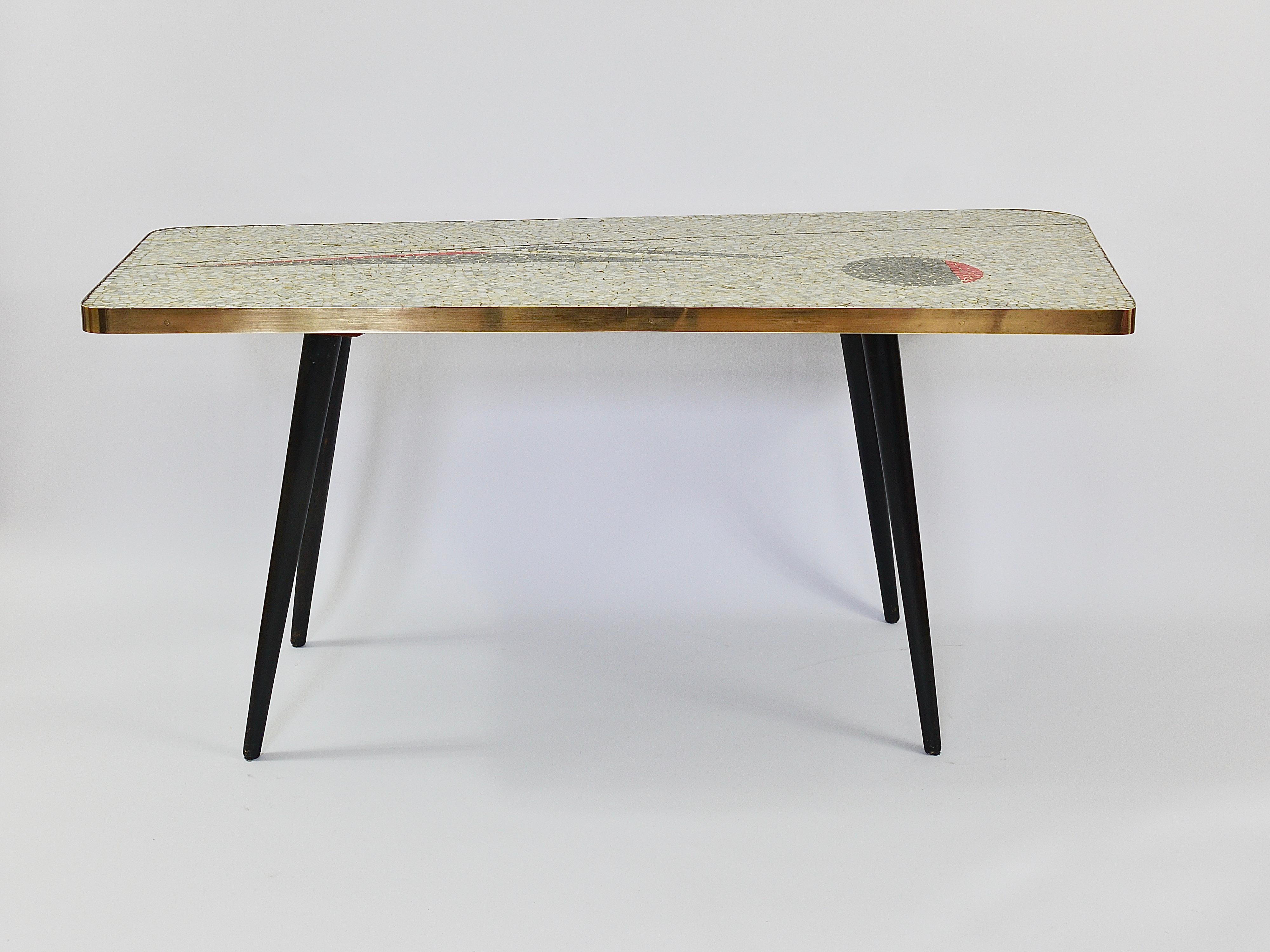 Berthold Muller Asymmetrical Mosaic Tile Coffee or Sofa Table, Germany, 1950s For Sale 10