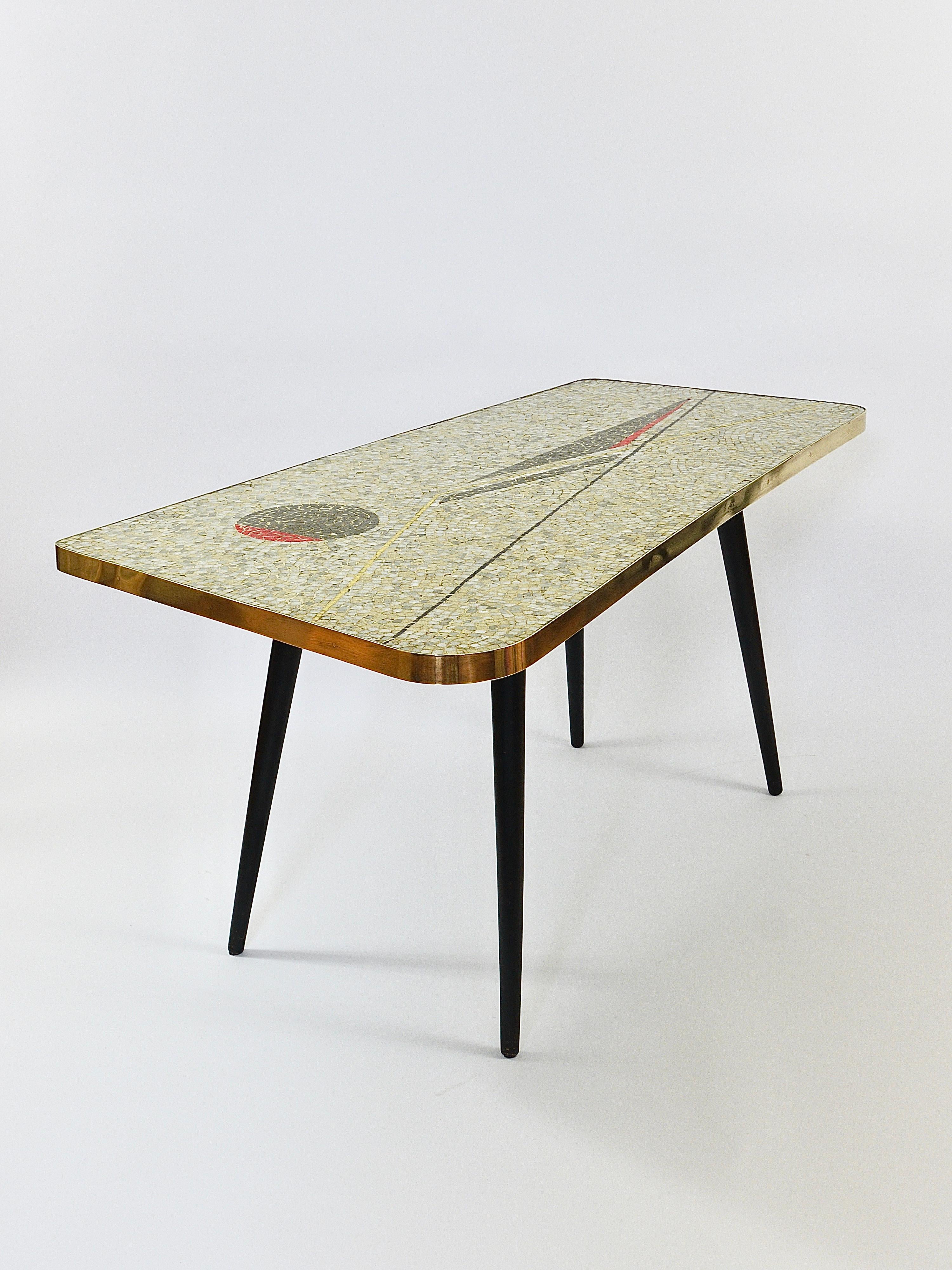 Berthold Muller Asymmetrical Mosaic Tile Coffee or Sofa Table, Germany, 1950s In Good Condition For Sale In Vienna, AT