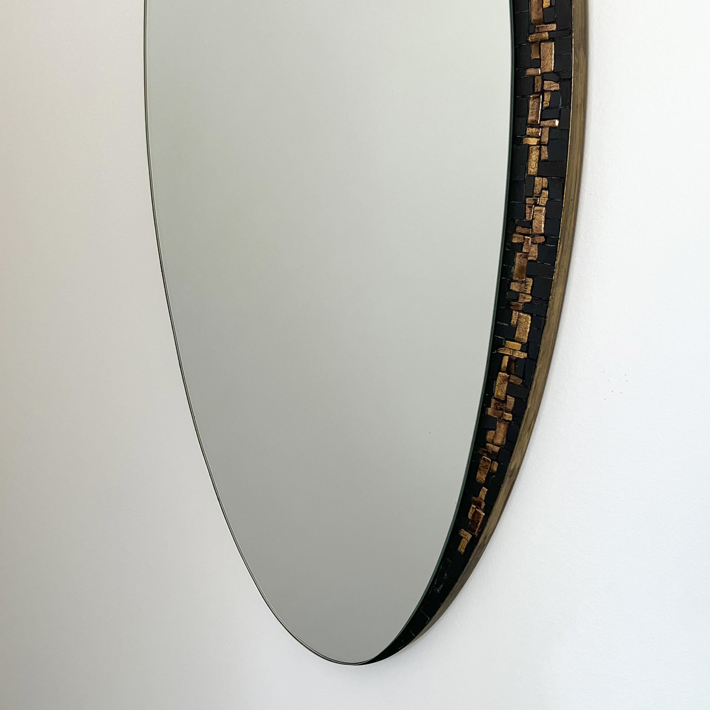 Berthold Muller Black and Gold Mosaic Tiled Oval Wall Mirror 6