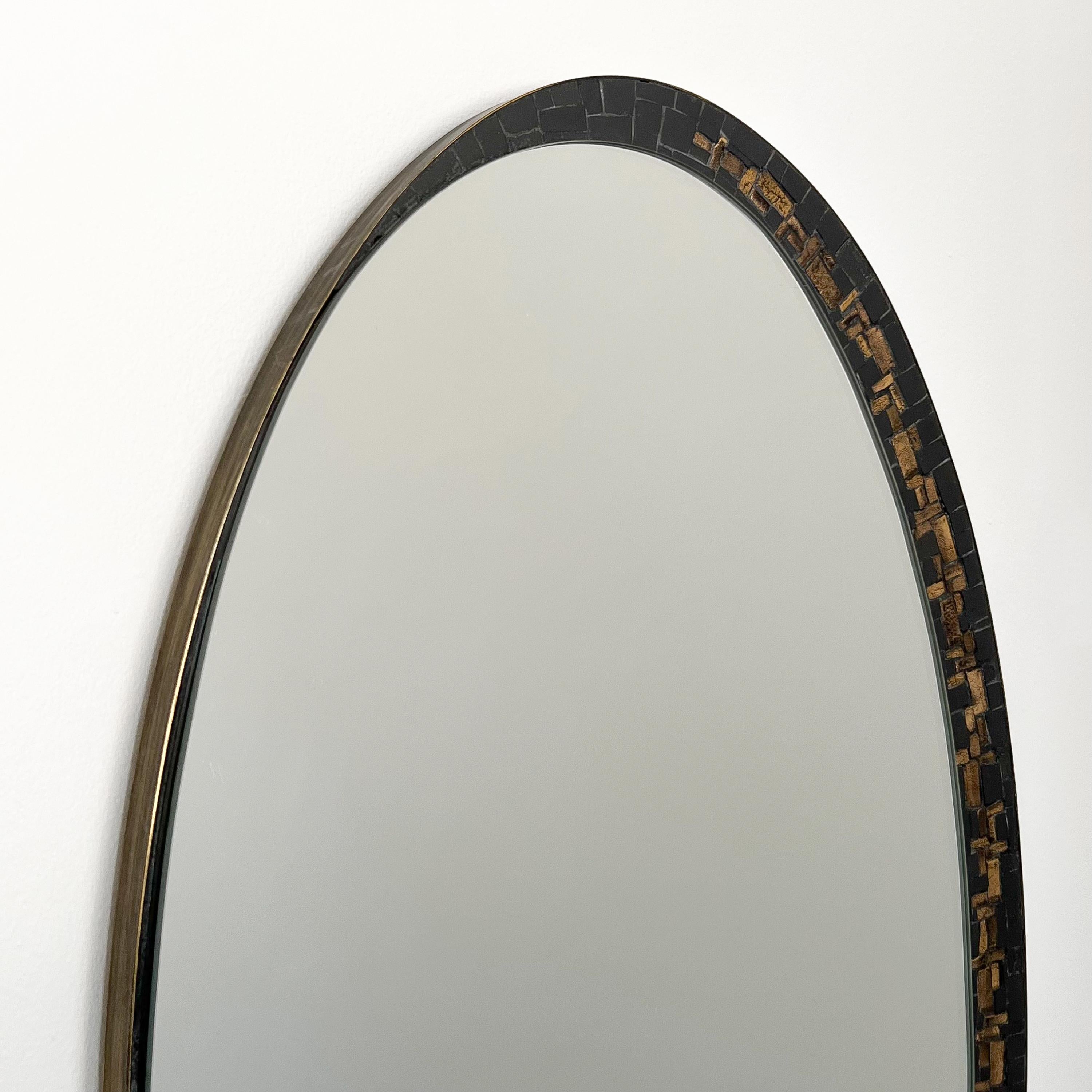 Berthold Muller Black and Gold Mosaic Tiled Oval Wall Mirror 7