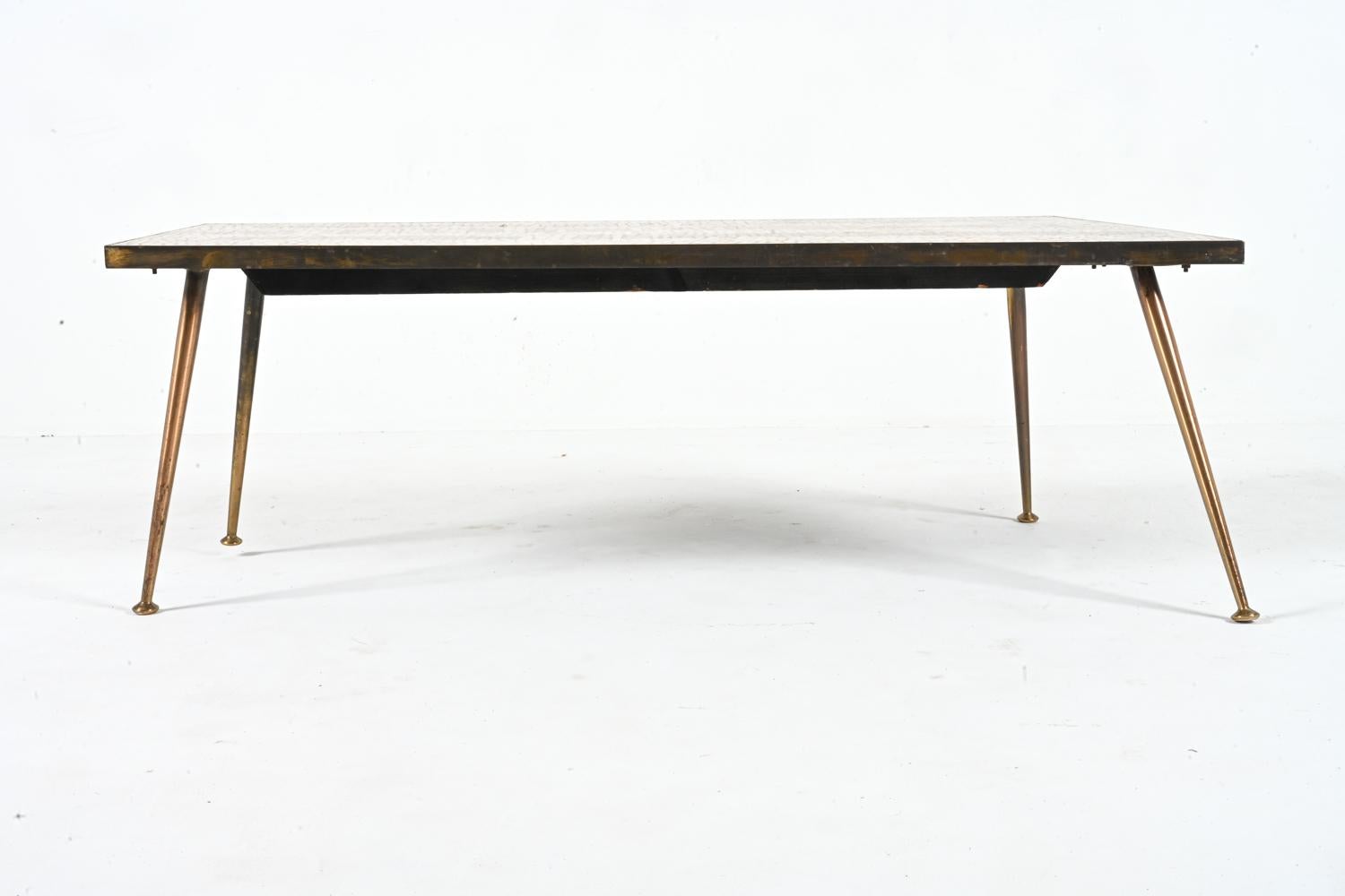 Table basse Berthold Muller en mosaïque de laiton et de pierres, Allemagne, vers les années 1950 en vente 5