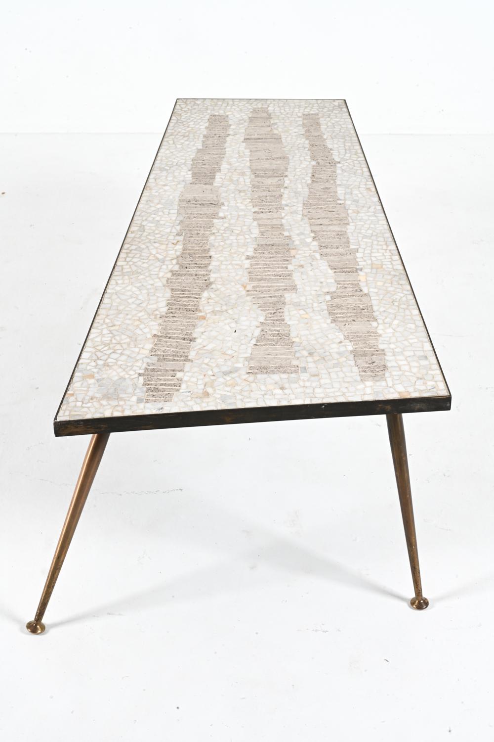 Table basse Berthold Muller en mosaïque de laiton et de pierres, Allemagne, vers les années 1950 en vente 6