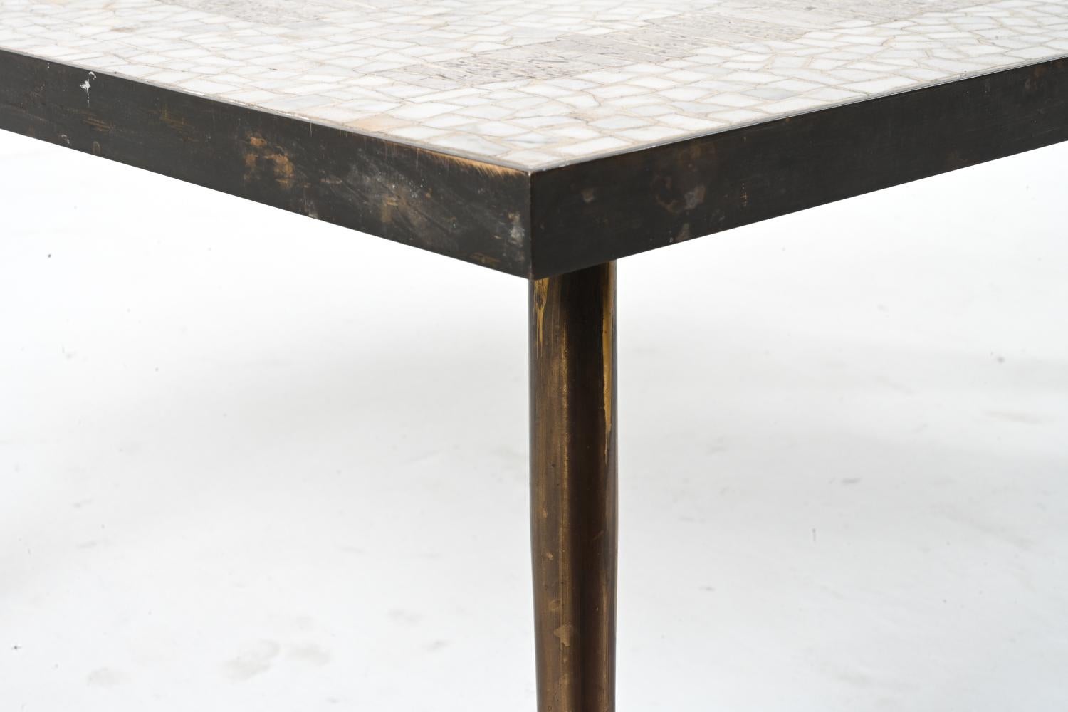 Berthold Muller Brass & Stone Mosaic Coffee Table, Germany, c. 1950's For Sale 1