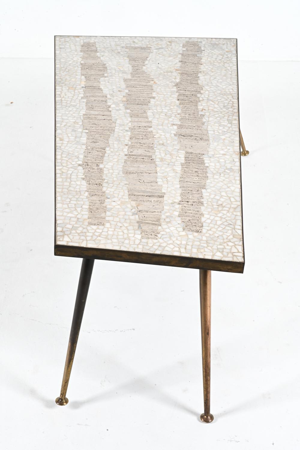 Table basse Berthold Muller en mosaïque de laiton et de pierres, Allemagne, vers les années 1950 en vente 1