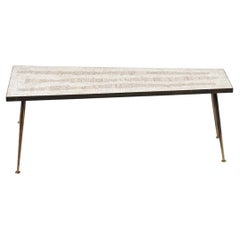 Berthold Muller Brass & Stone Mosaic Coffee Table, Germany, c. 1950's