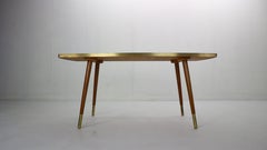 Berthold Muller Ceramic Mosaic & Gold-Plated Coffee Table, 1950s