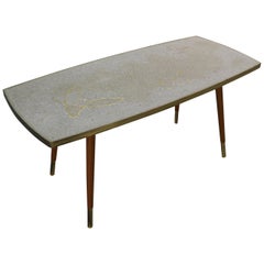 Berthold Muller Ceramic Mosaic & Gold-Plated Coffee Table, 1950s