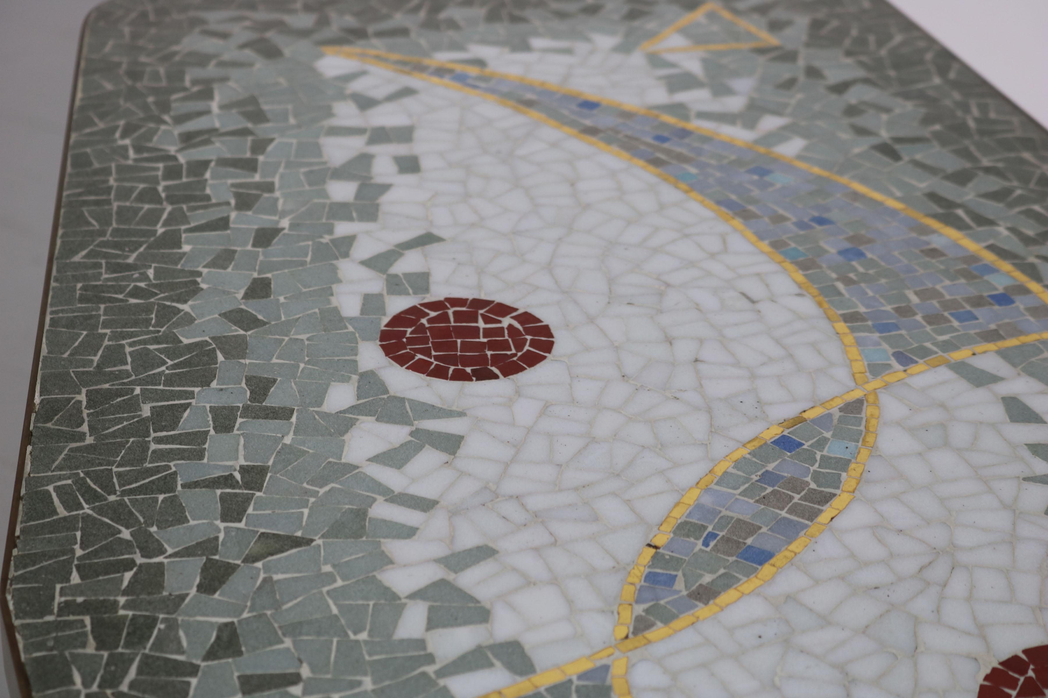 Mesa de sofá de mosaico alemana de mediados de siglo Berthold Müller, 1950 en venta 5