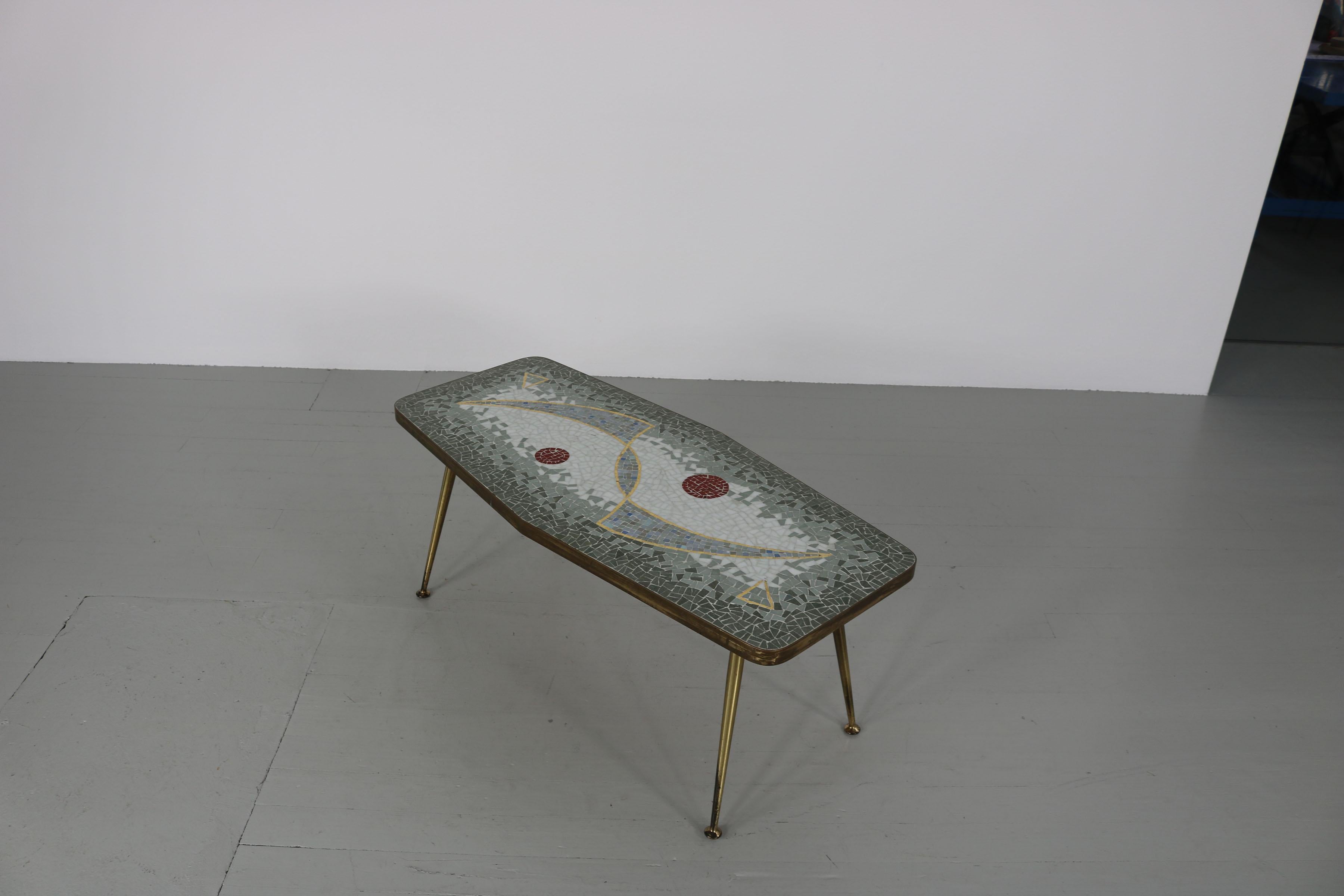 Berthold Müller German Midcentury Mosaic Sofa Table, 1950 For Sale 8