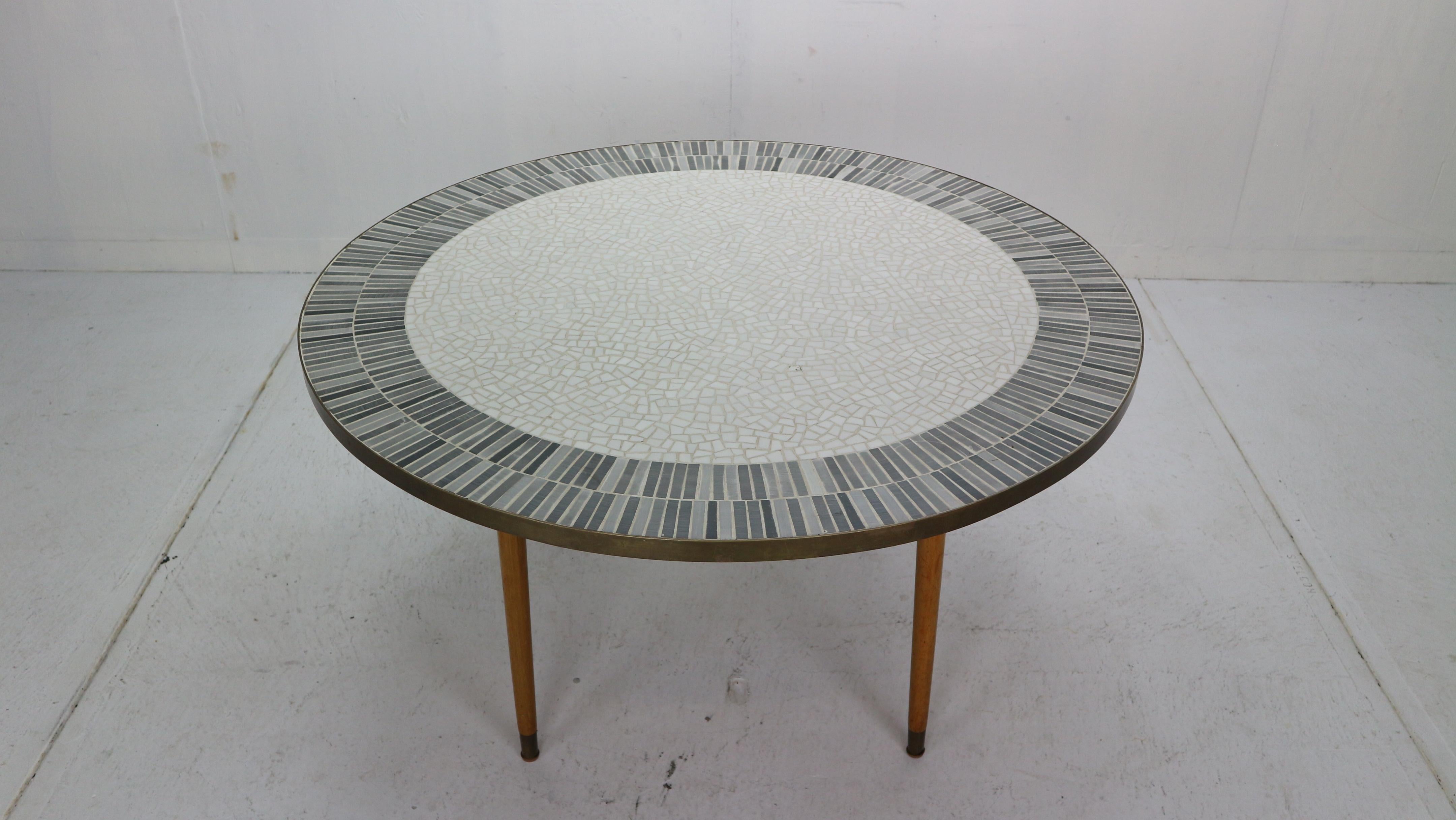Mid-Century Modern Berthold Muller Large Round Mosaic Coffee Table, Germany, 1960s