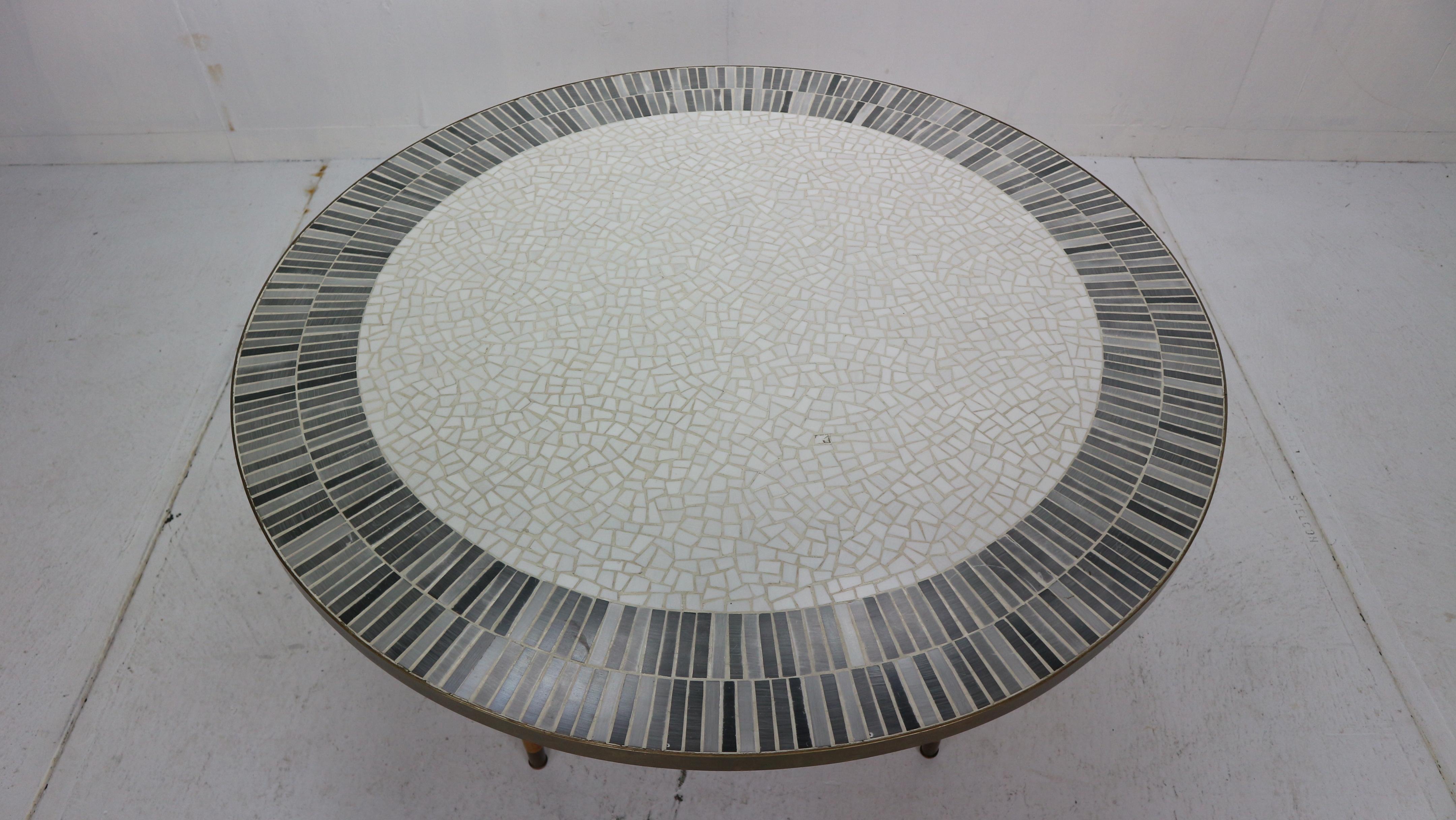 Berthold Muller Large Round Mosaic Coffee Table, Germany, 1960s In Good Condition In The Hague, NL