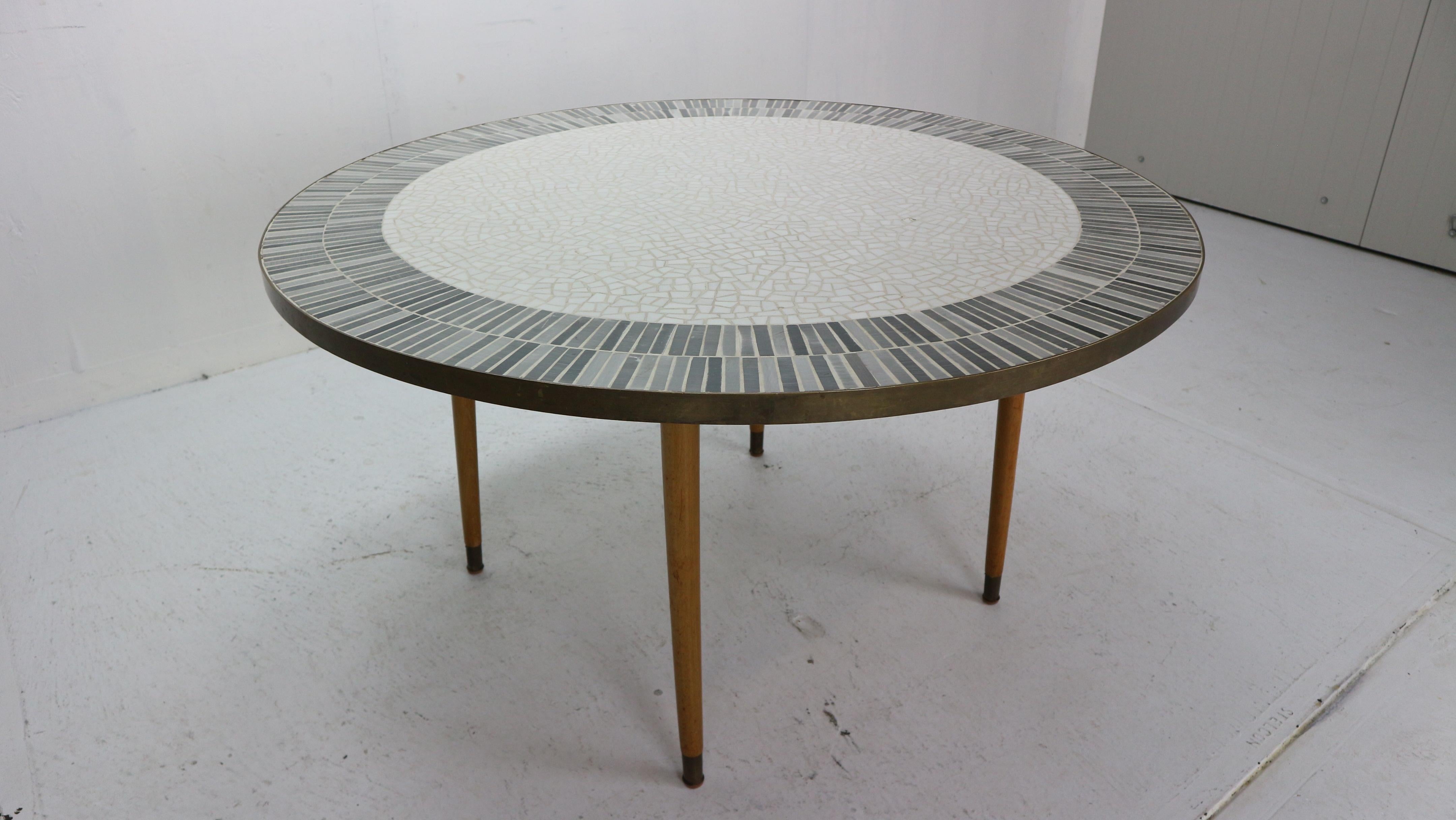 Mid-20th Century Berthold Muller Large Round Mosaic Coffee Table, Germany, 1960s