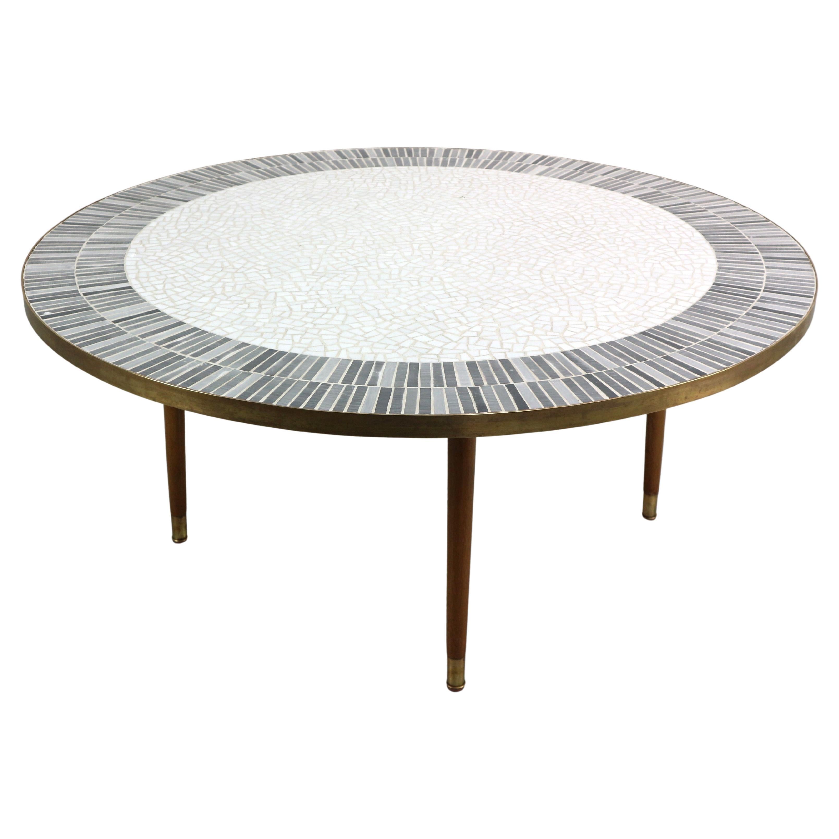 Berthold Muller Large Round Mosaic Coffee Table, Germany, 1960s