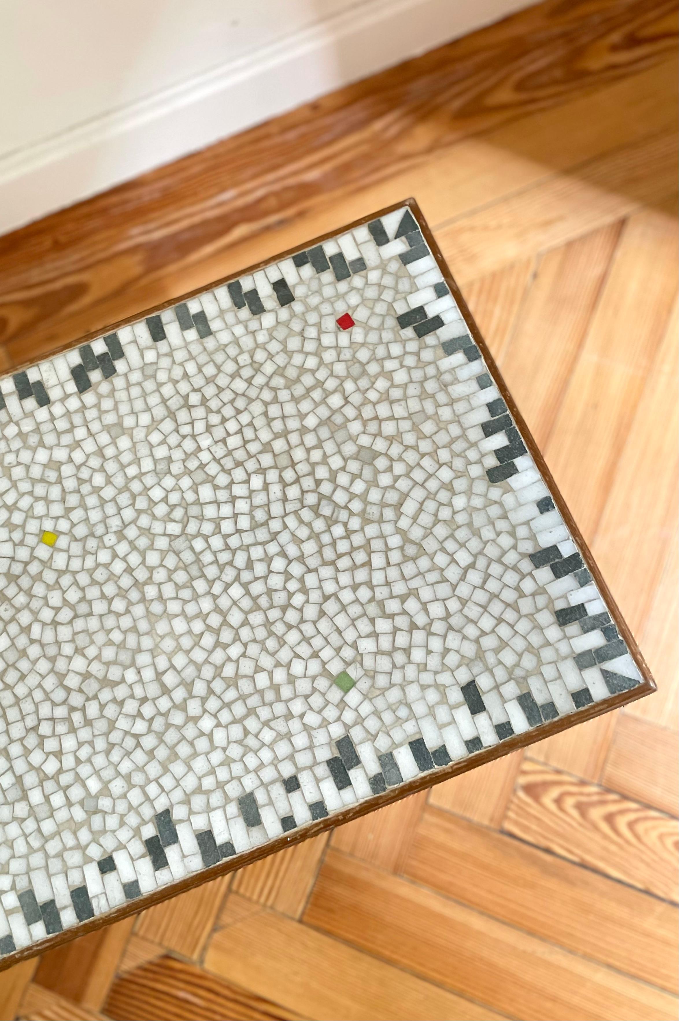 Table en mosaïque et laiton de Berthold Müller Bon état - En vente à MADRID, ES