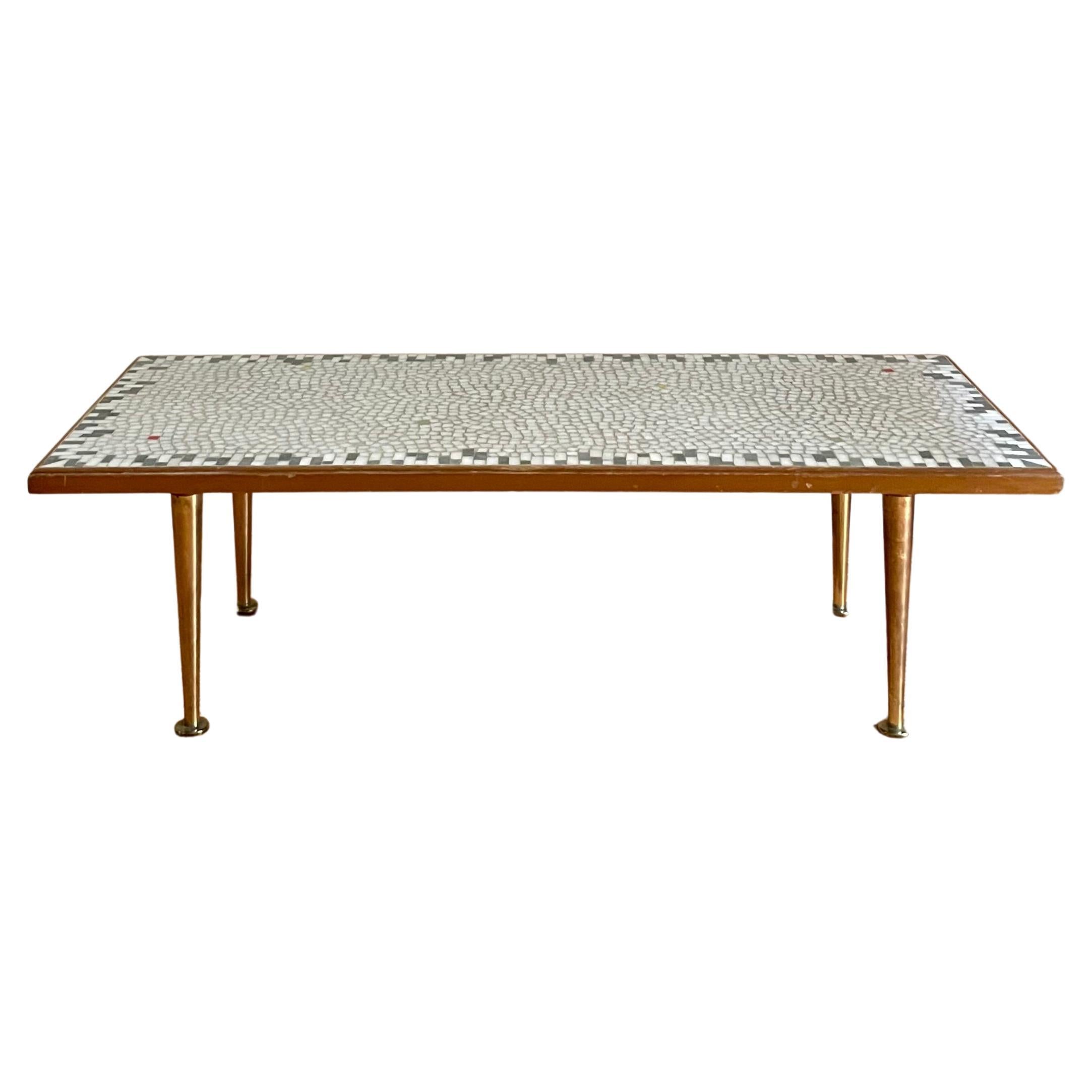 Table en mosaïque et laiton de Berthold Müller en vente