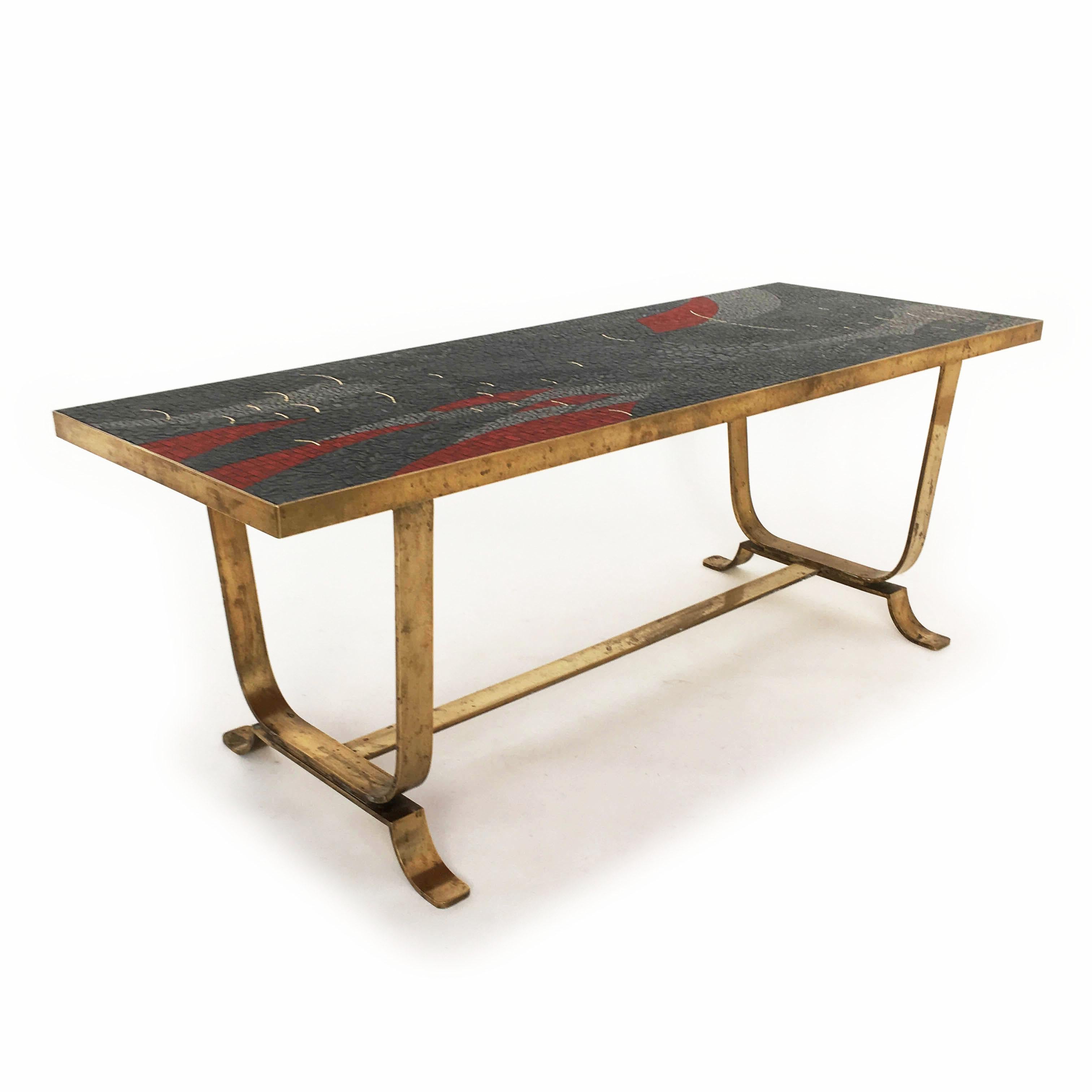 Mid-Century Modern Berthold Müller Mosaic Coffee Cocktail Table, Germany 1950s For Sale