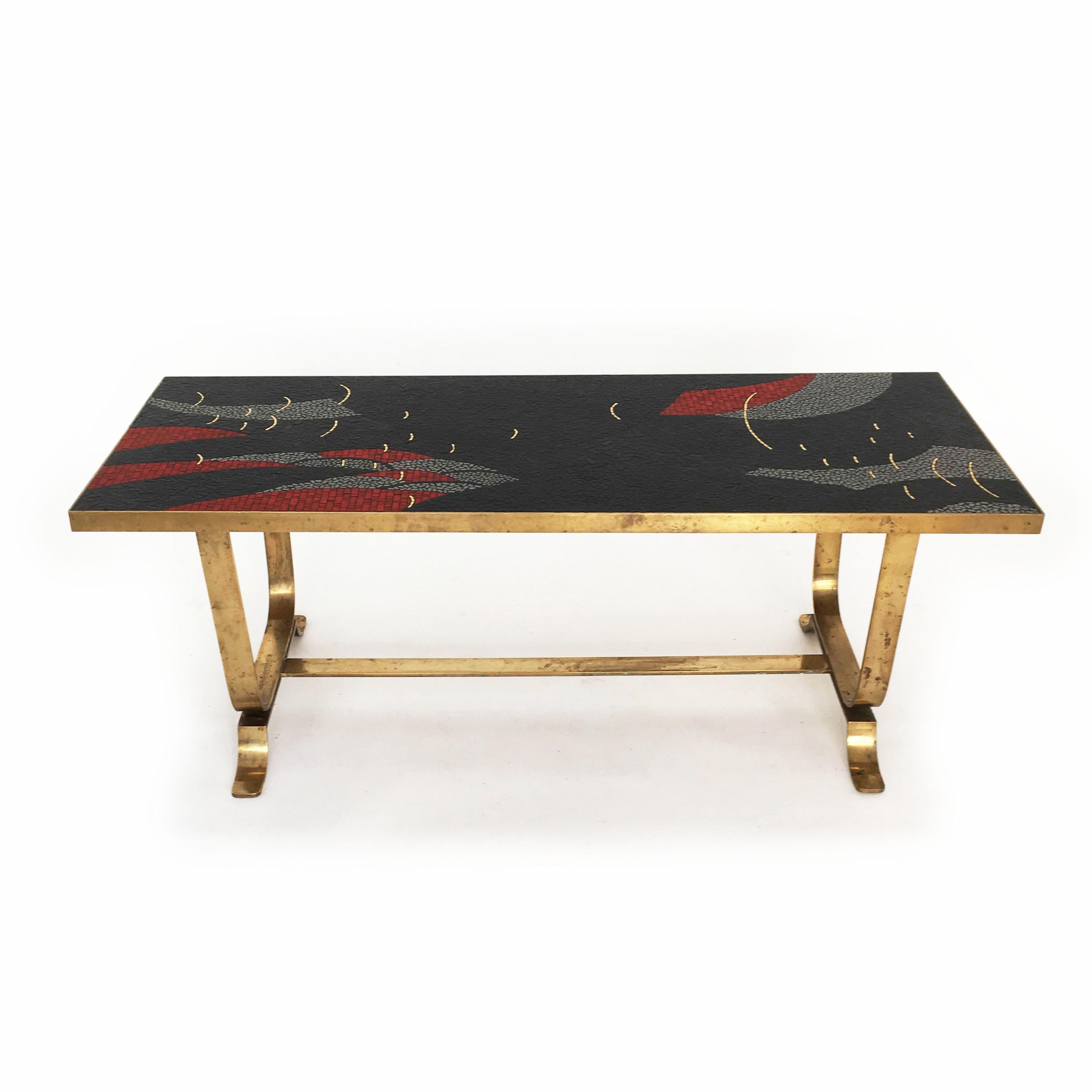 Berthold Müller Mosaic Coffee Cocktail Table, Germany 1950s In Good Condition For Sale In Vienna, AT
