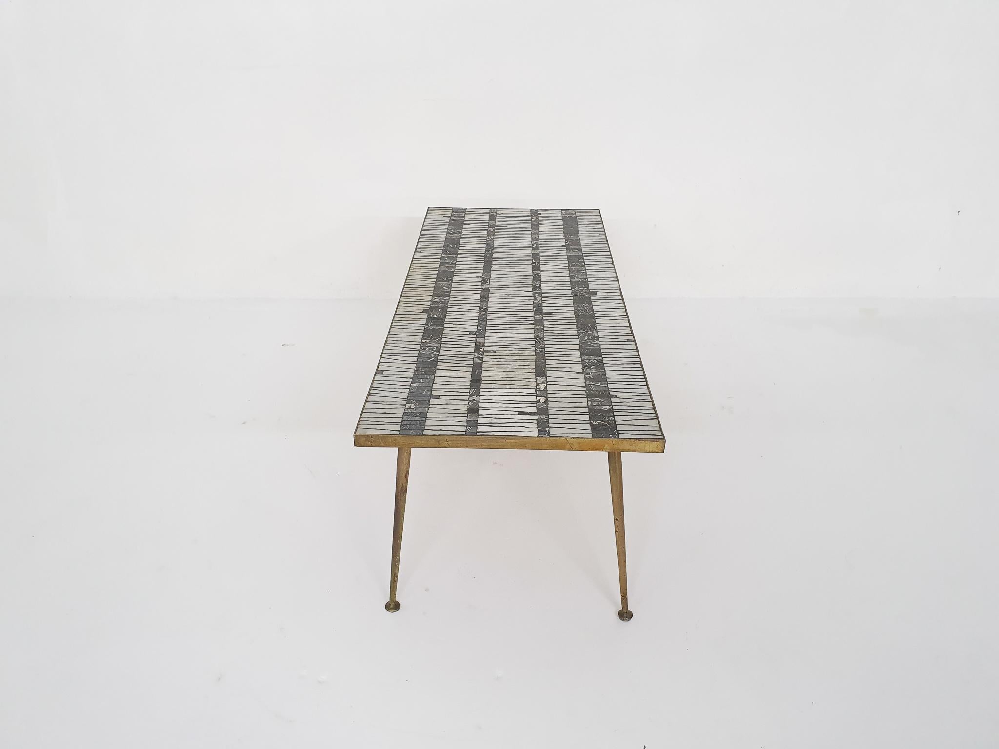 Berthold Muller Mosaic Cofffe Table with Brass Legs, Germany 1950's For Sale 2