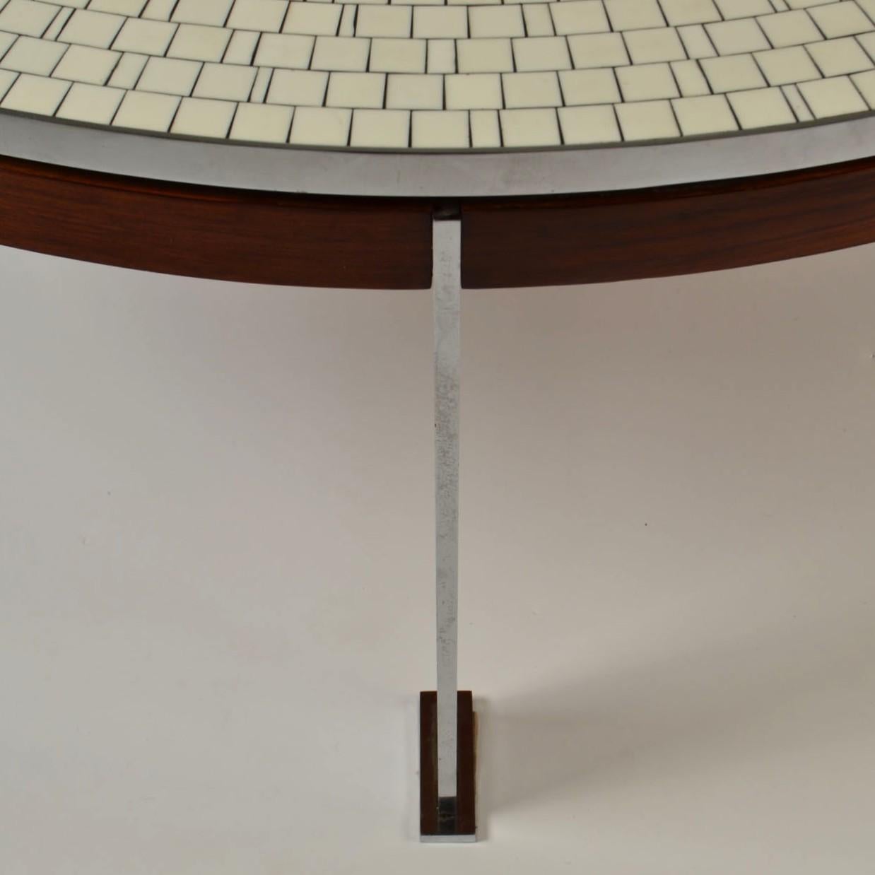 Table basse ronde blanche Berthold Muller sur pieds chromés en vente 5