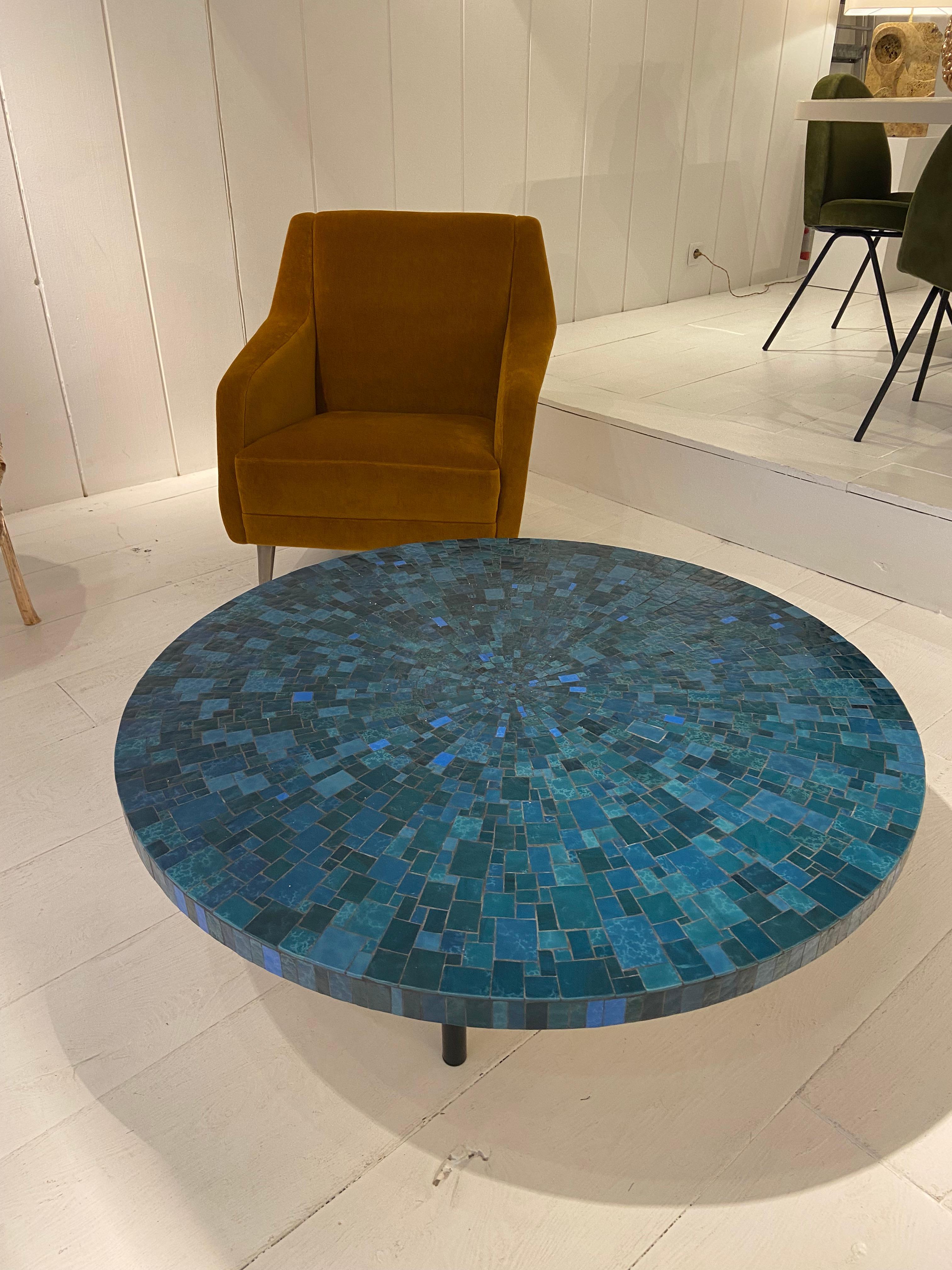 Mid-Century Modern Table basse en mosaïque de céramique Berthold Müller-Oerlinghausen, Allemagne, années 1960 en vente