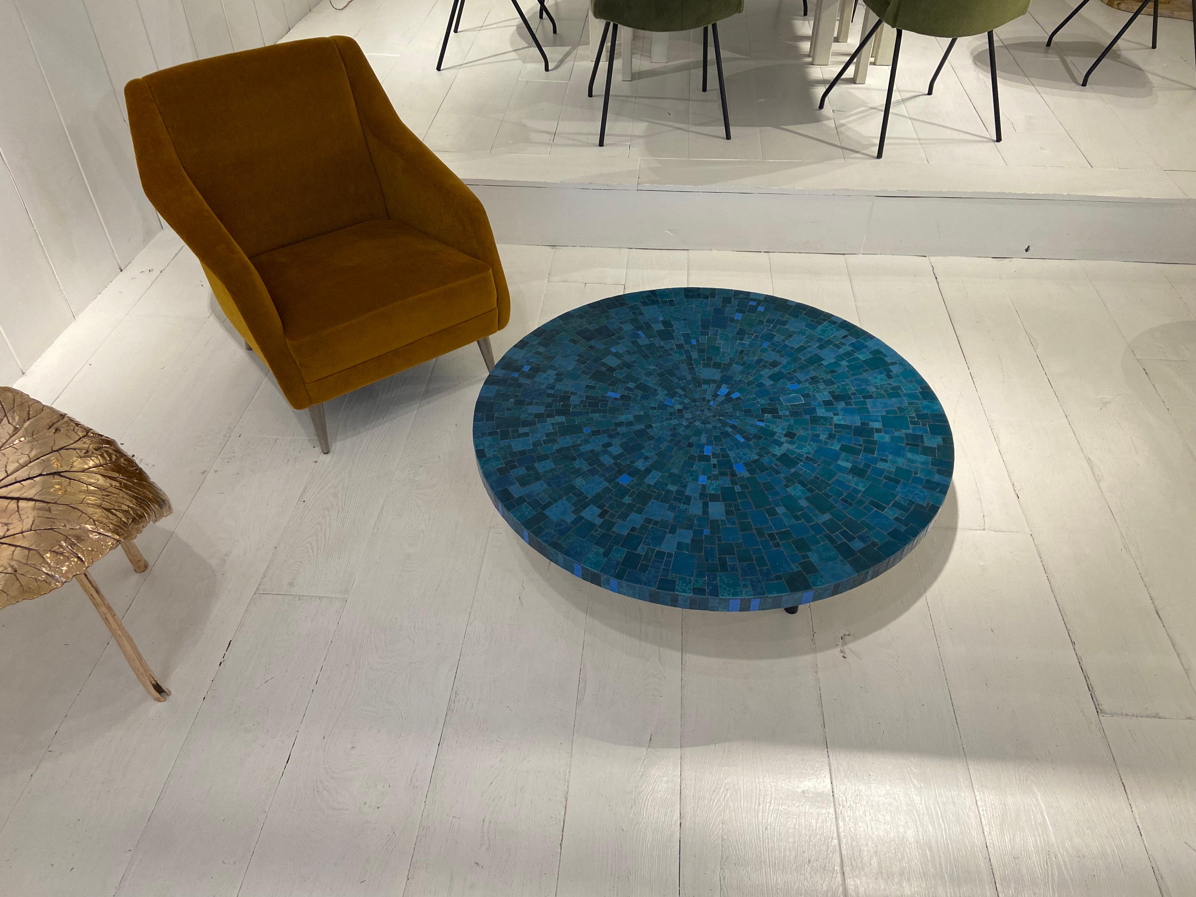 Métal Table basse en mosaïque de céramique Berthold Müller-Oerlinghausen, Allemagne, années 1960 en vente