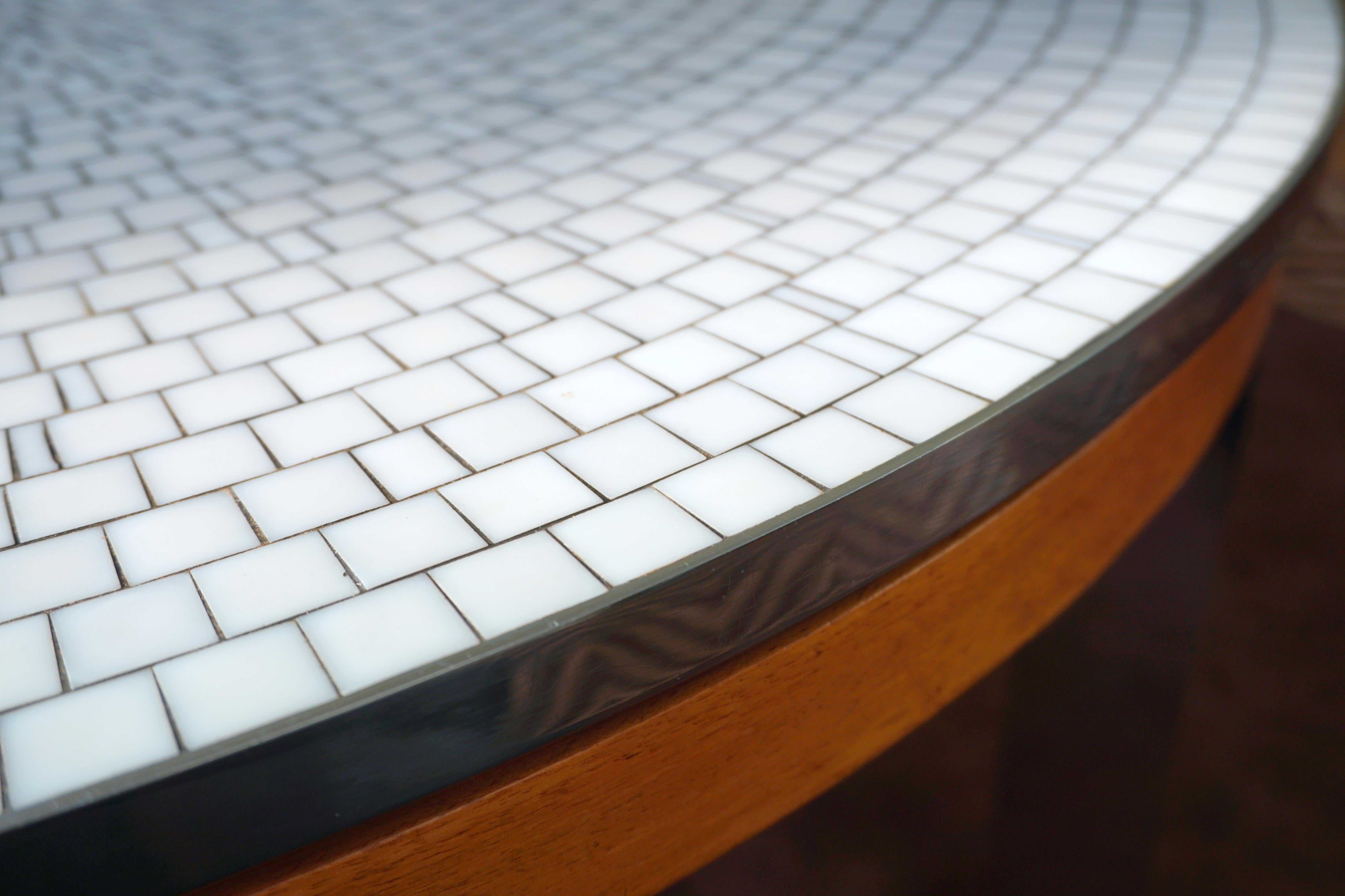 Steel Berthold Müller Oerlinghausen Midcentury Mosaic Large Round Coffee Table, 1960s For Sale