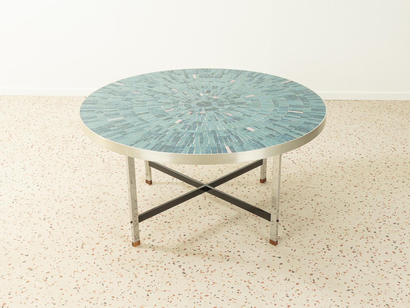 Mid-Century Modern Berthold Müller-oerlinghausen Mosaic Coffee Table, Turquoise and Grey, 1960s