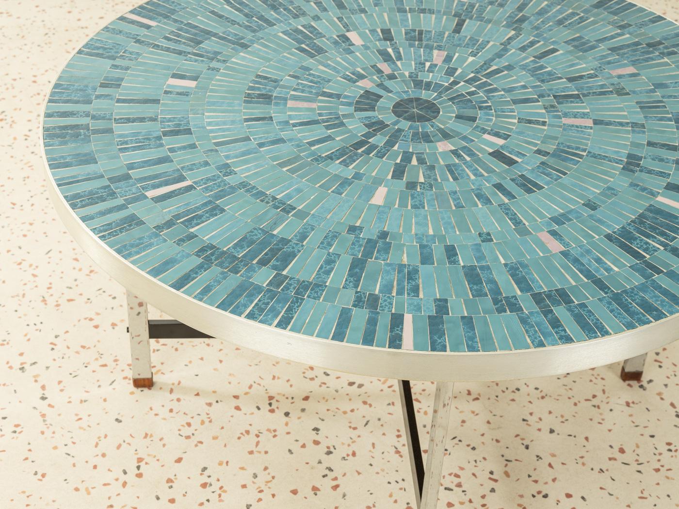 German Berthold Müller-oerlinghausen Mosaic Coffee Table, Turquoise and Grey, 1960s