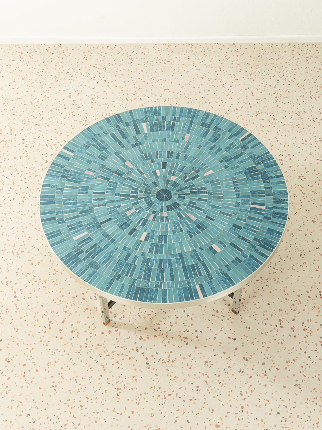 Berthold Müller-oerlinghausen Mosaic Coffee Table, Turquoise and Grey, 1960s In Good Condition In Neuss, NW