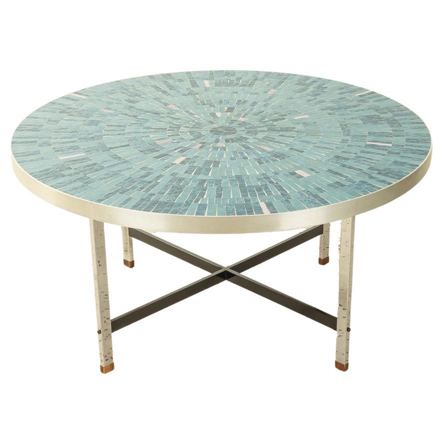 Berthold Müller-oerlinghausen Mosaic Coffee Table, Turquoise and Grey, 1960s