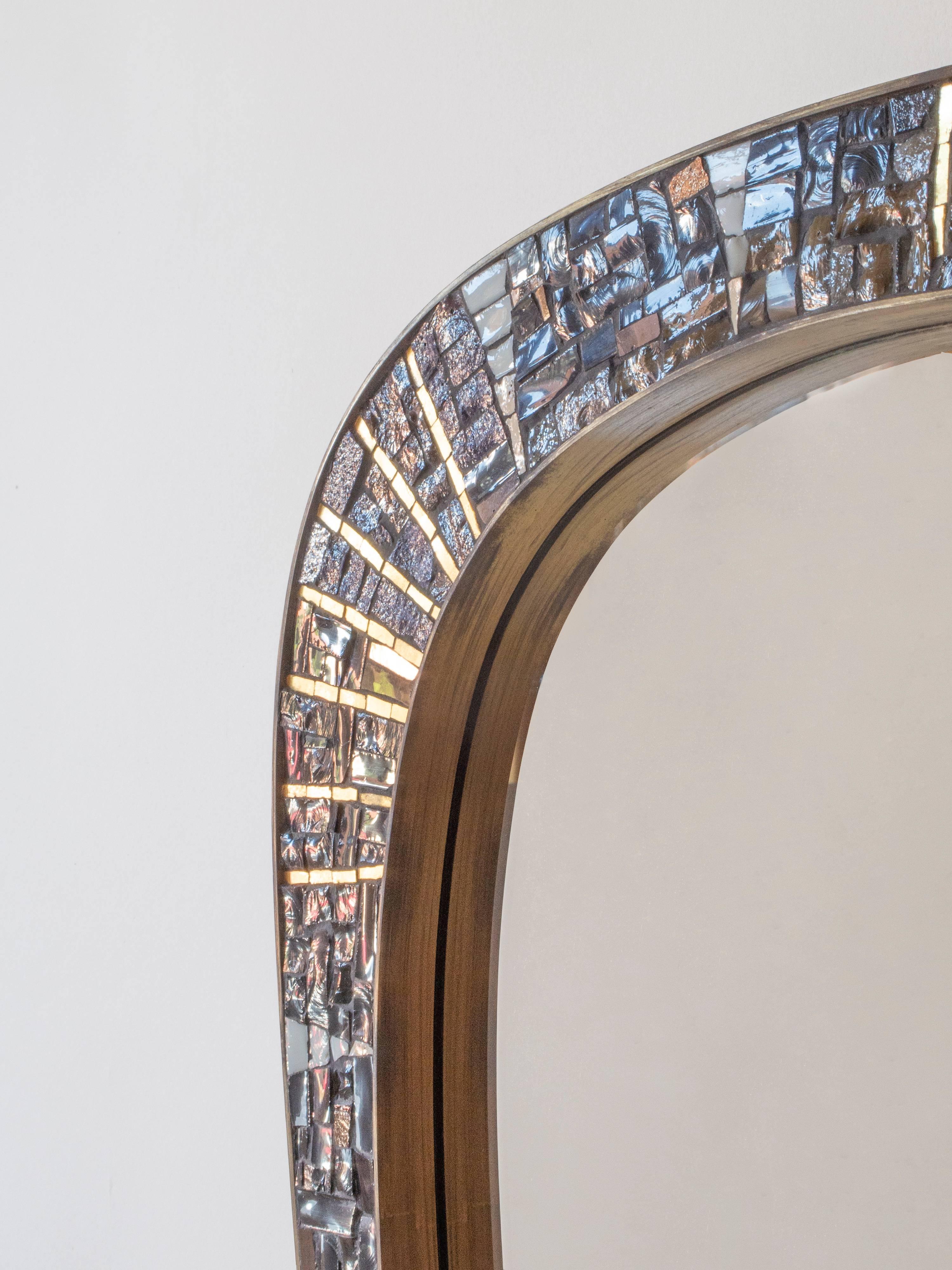 Mid-Century Modern Berthold Müller-Oerlinghausen, Unique German Modernist Mosaic and Brass Mirror