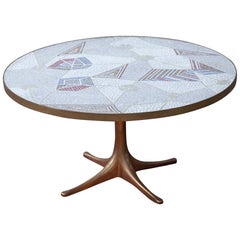 Berthold Müller Round Coffee Table Golden Base Signed