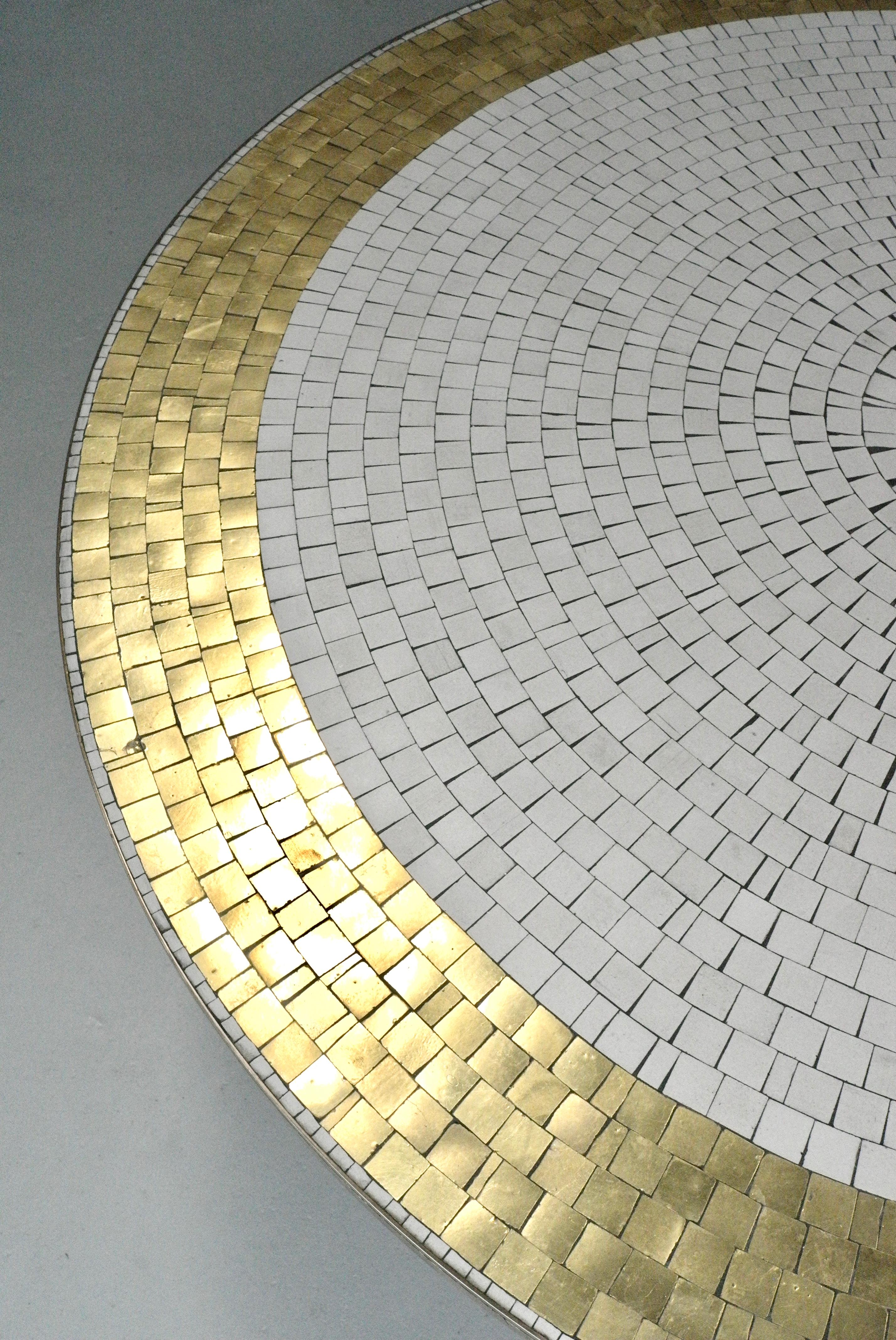 gold and white tile