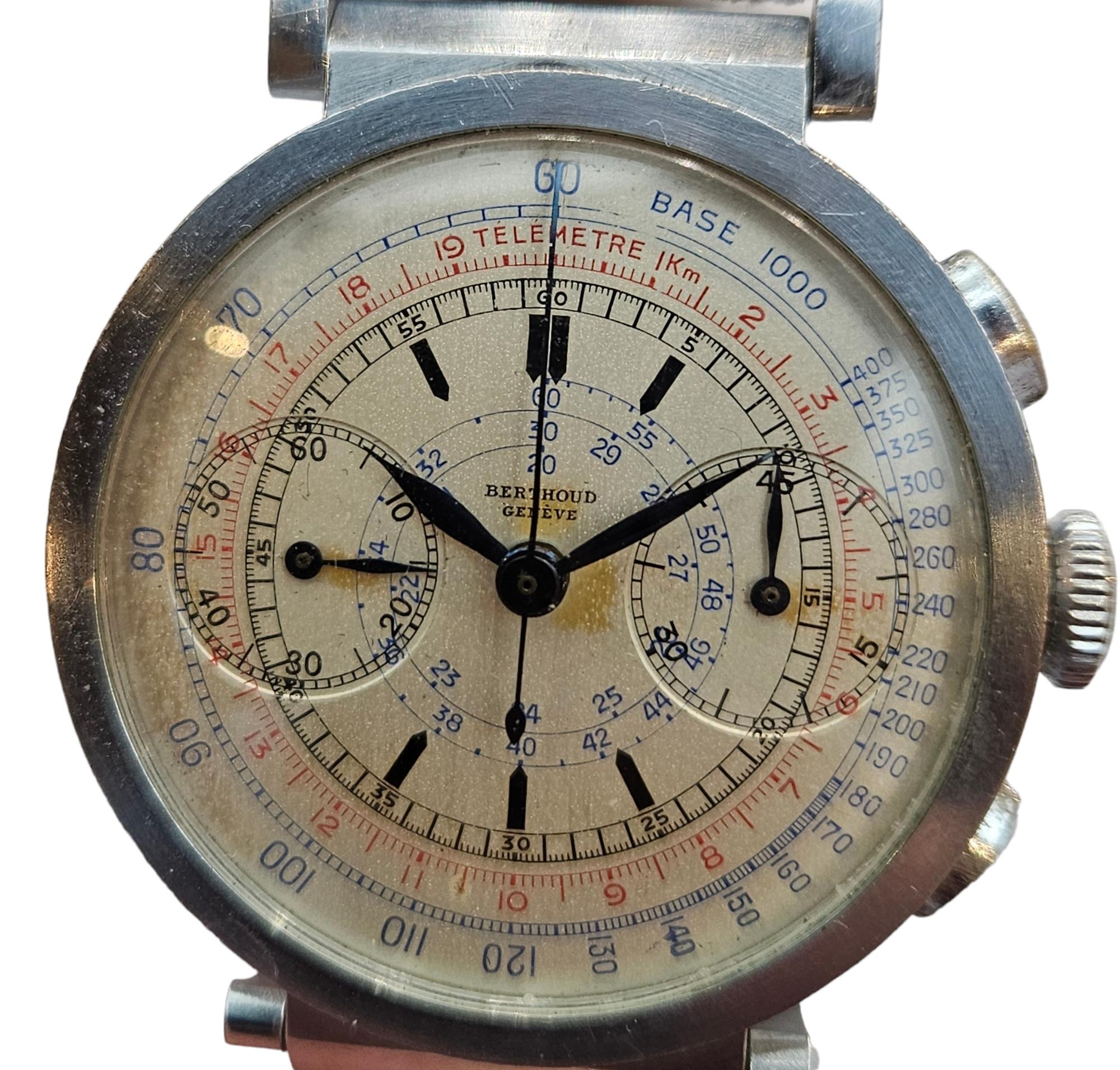 Berthoud / Universal Genève Uni Compax Chronograph Wrist Watch, Rare Collectors For Sale 3