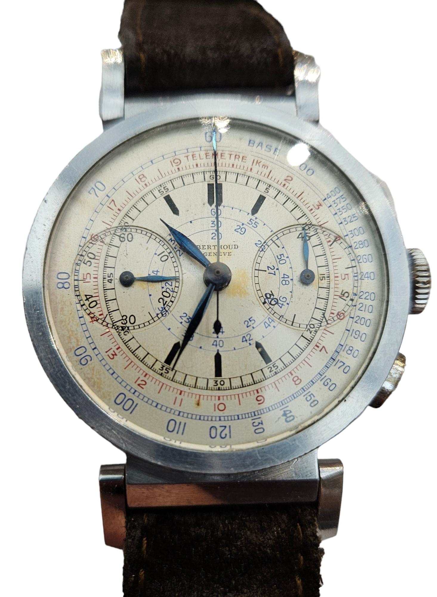 Berthoud / Universal Genève Uni Compax Chronograph Wrist Watch, Rare Collectors For Sale 4