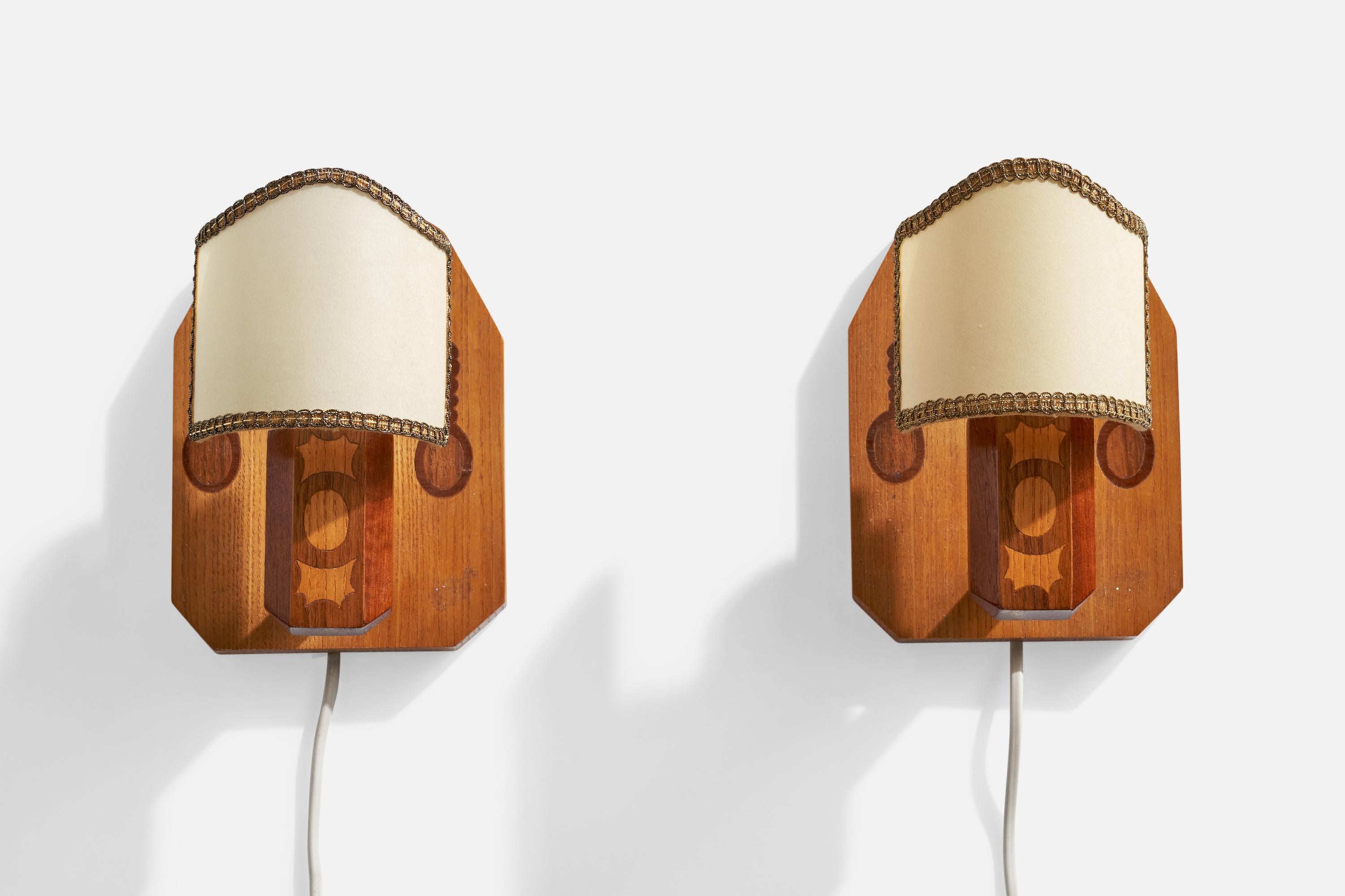Bertil Andersson, Apliques, Madera, Tela, Suecia, 1982 Sueco en venta