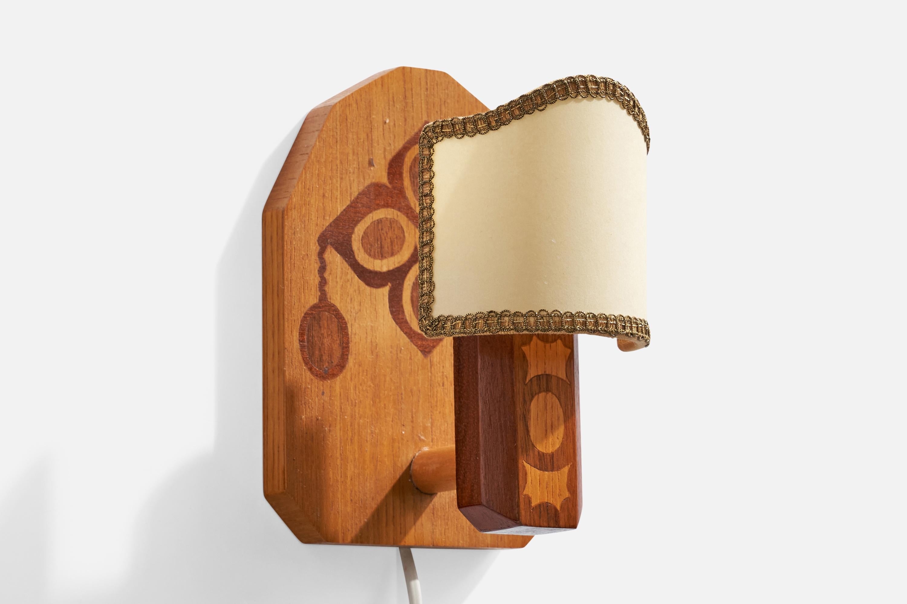 Bertil Andersson, Apliques, Madera, Tela, Suecia, 1982 en Bueno estado para la venta en High Point, NC