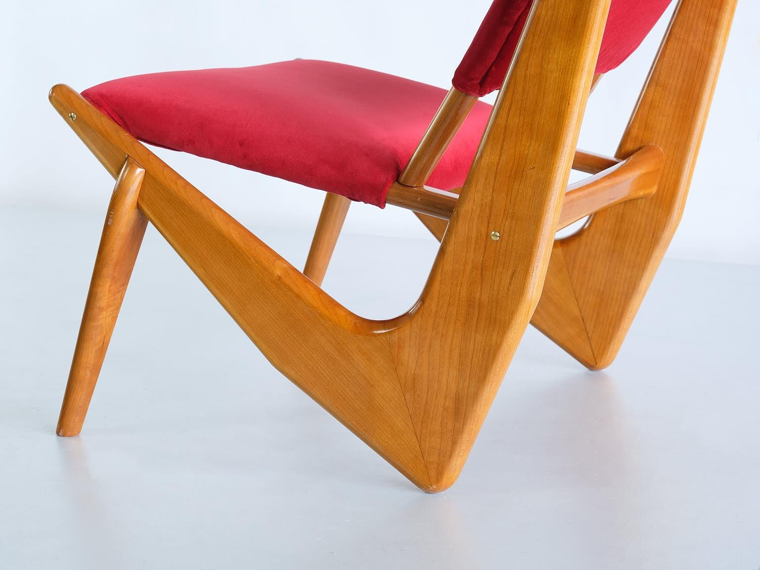 Bertil Behrman Lounge Chair in Oak and Velvet, Engen Möbelfabriker, Sweden, 1956 For Sale 2